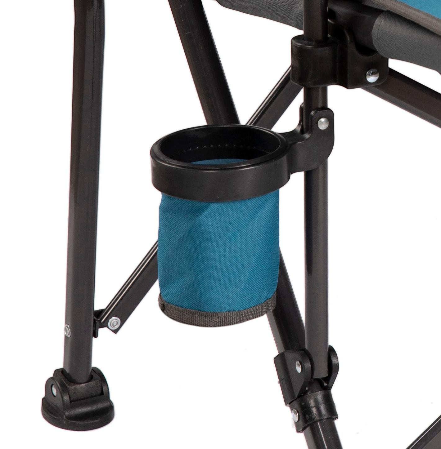 Luxury Heated Portable Camp Chair - Blue/Grey - Great for Camping, Sports and the Beach