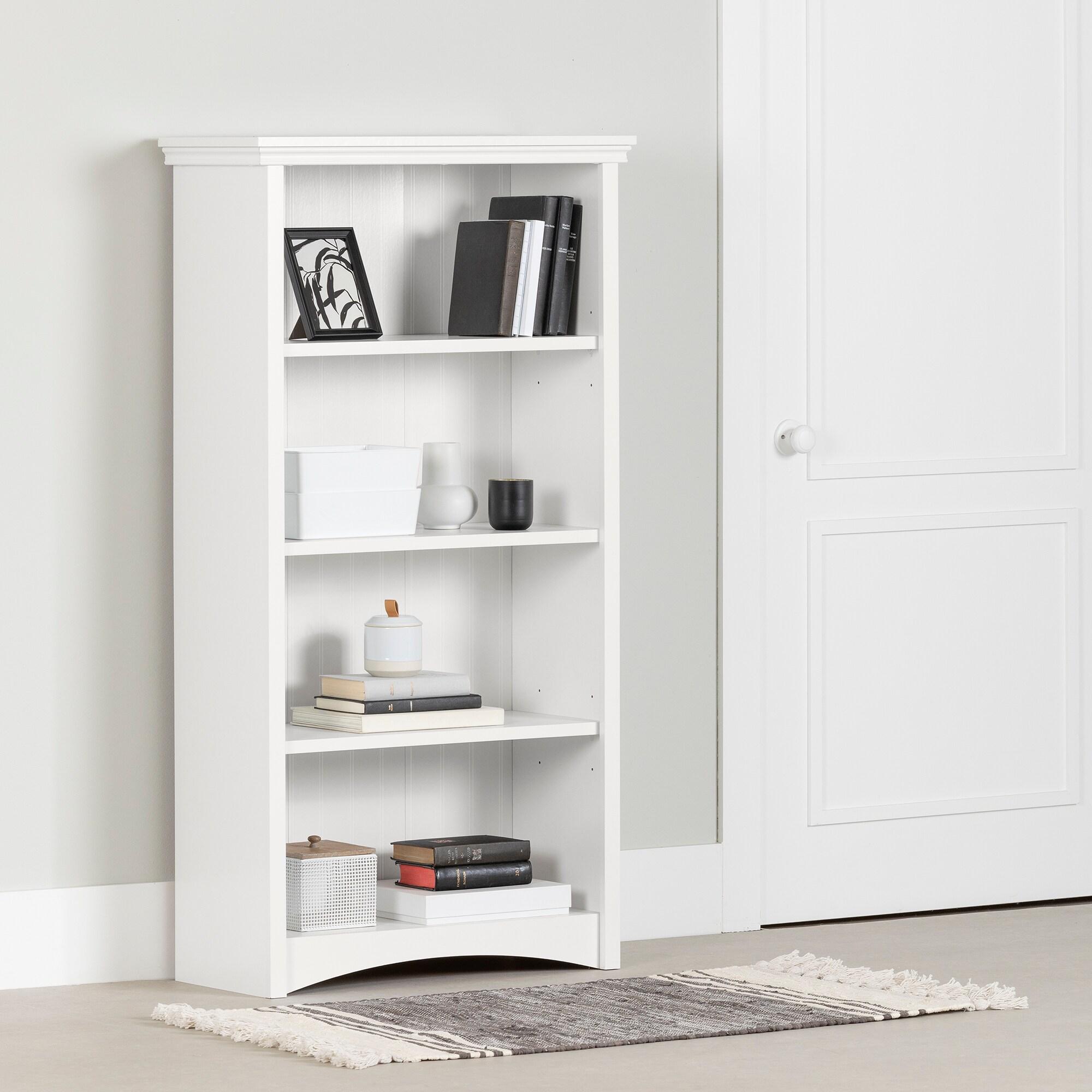 57.75" Gascony 4 Shelf Bookcase White - South Shore: Laminated, Adjustable, Anti-Tip