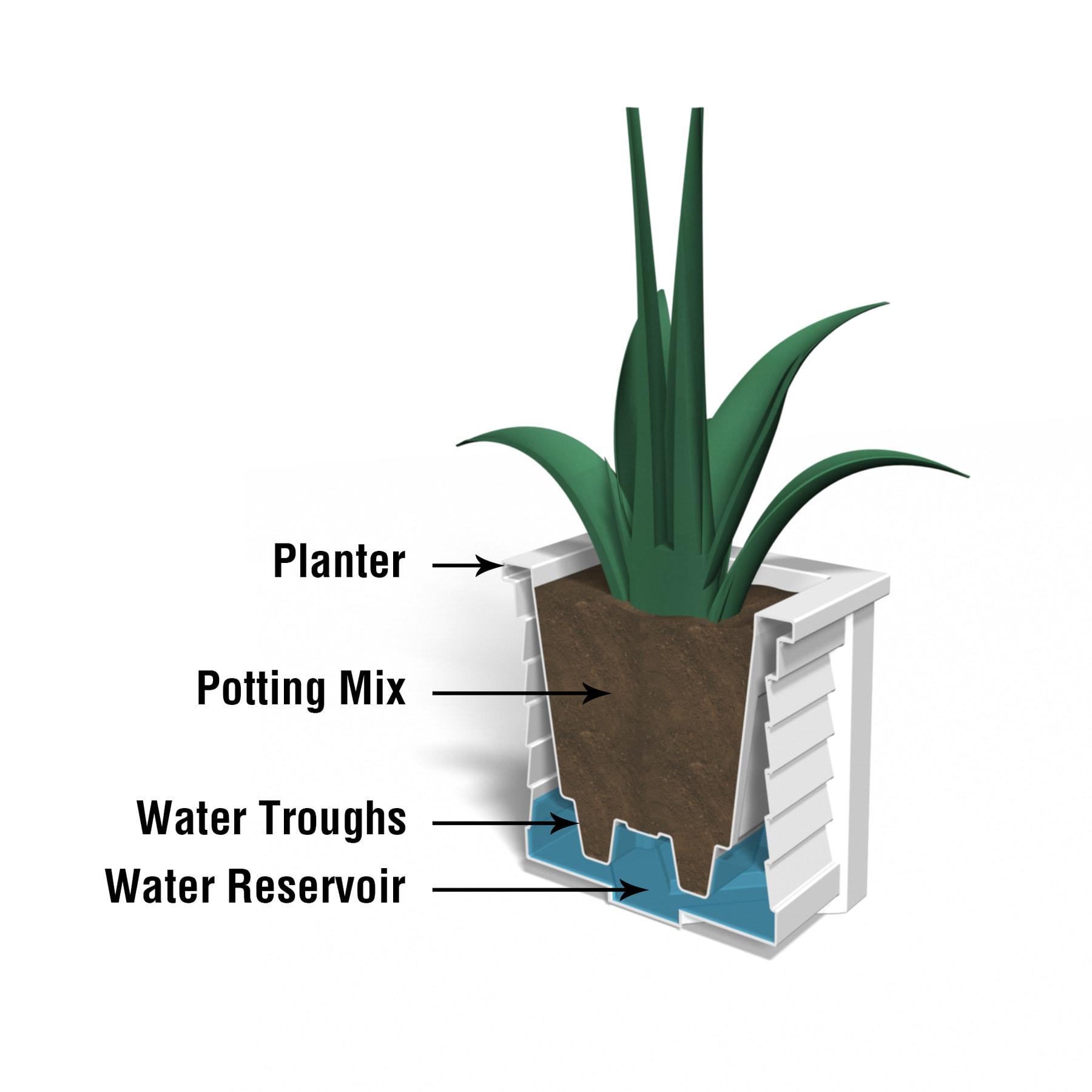 Lakeland Square Resin Planter with Water Reservoir