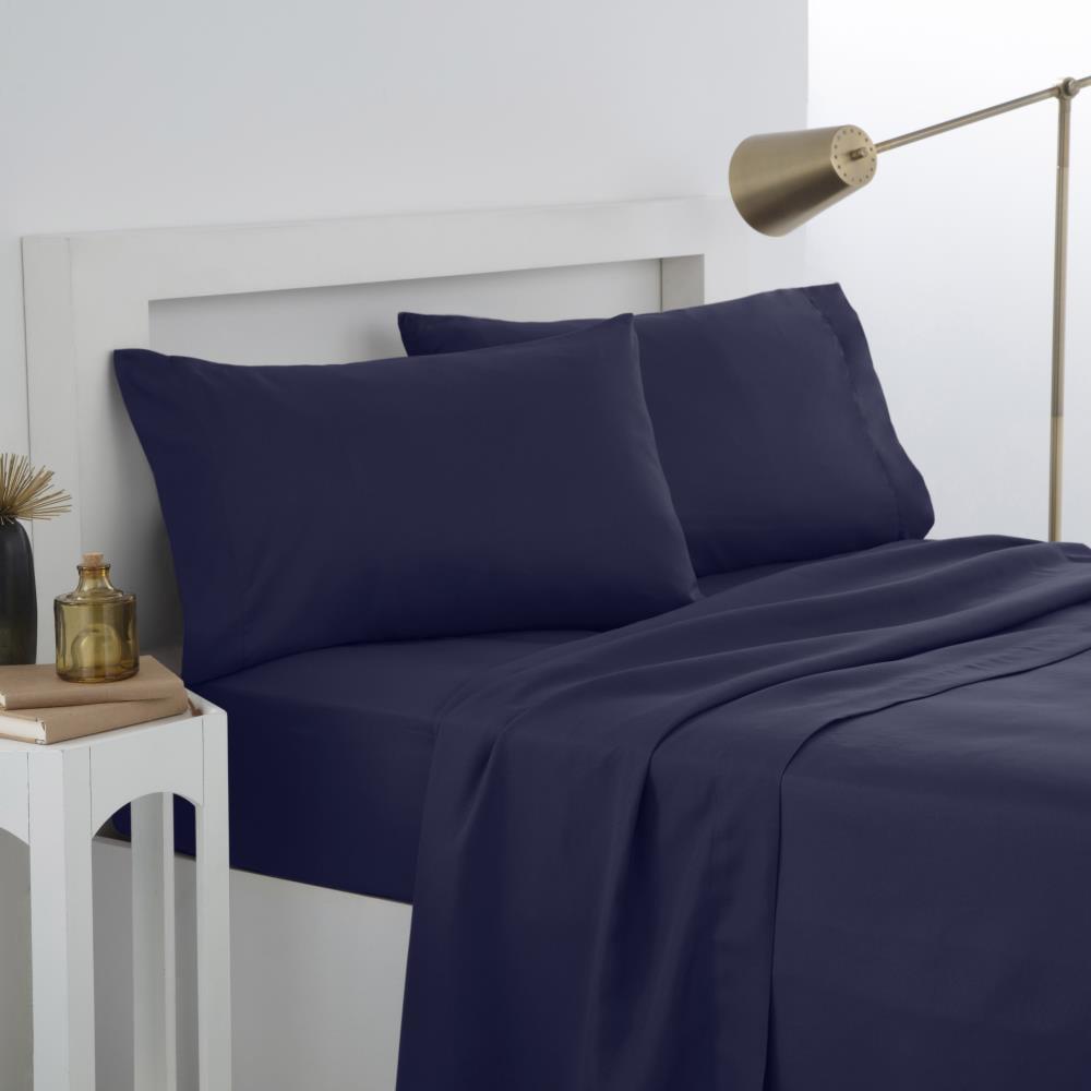 Navy Twin Brushed Microfiber Sheet Set