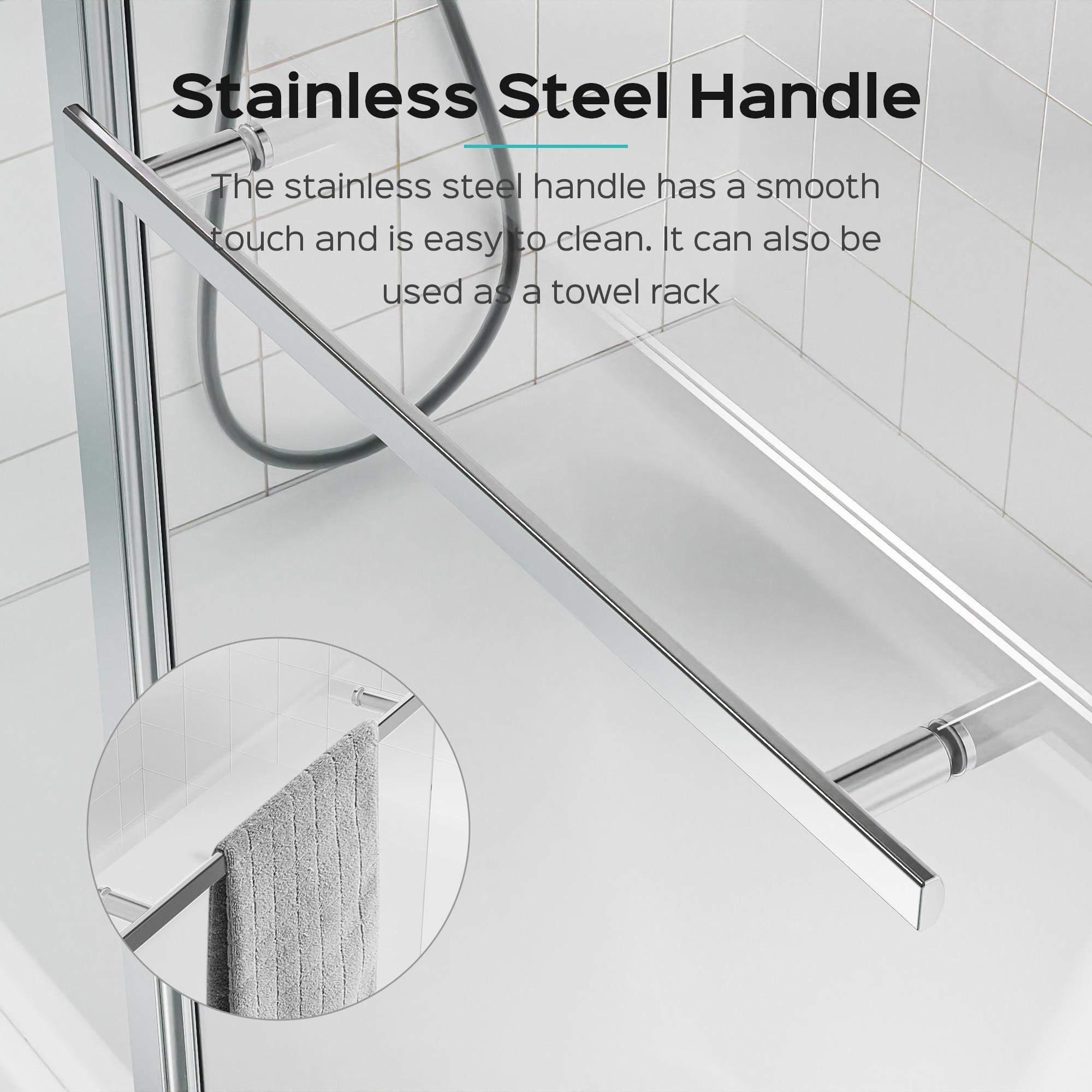 Tryimagine 43 In. W * 58 In. H Frameless Folding Shower Doors For Bathtub, 1/4" (6Mm) Thick SGCC Tempered Glass Door, Bathroom Pivot Tub Glass Door CCNPPcc-W1552P173133