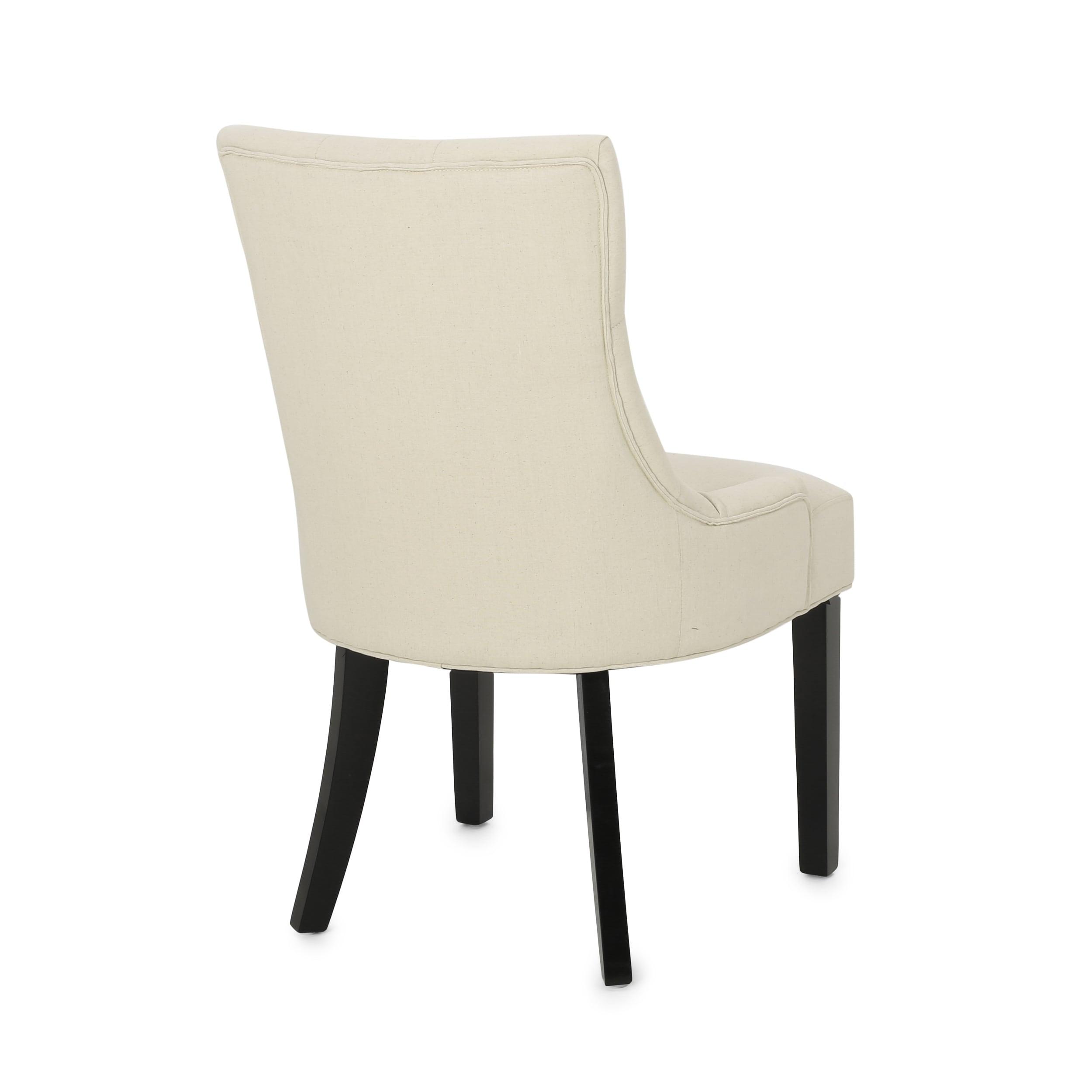 Set of 2 Hayden Tufted Dining Chairs Beige - Christopher Knight Home: Elegant Slipper Silhouette, Wood Legs