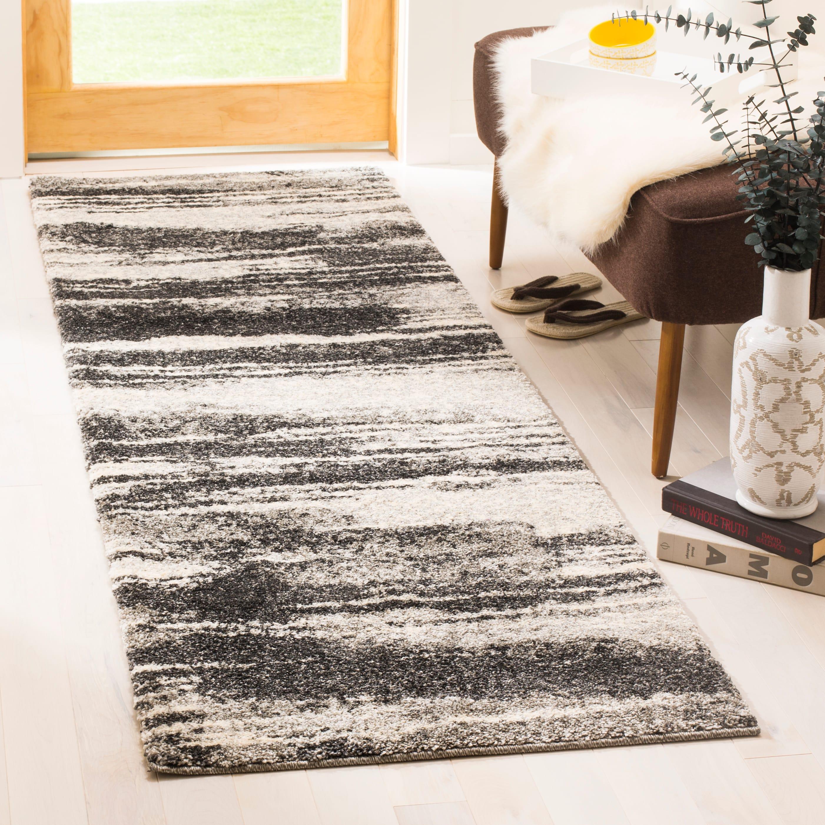 Retro RET2693 Power Loomed Indoor Runner Rug - 2'3"x11' - Dark Grey/Light Grey - Safavieh