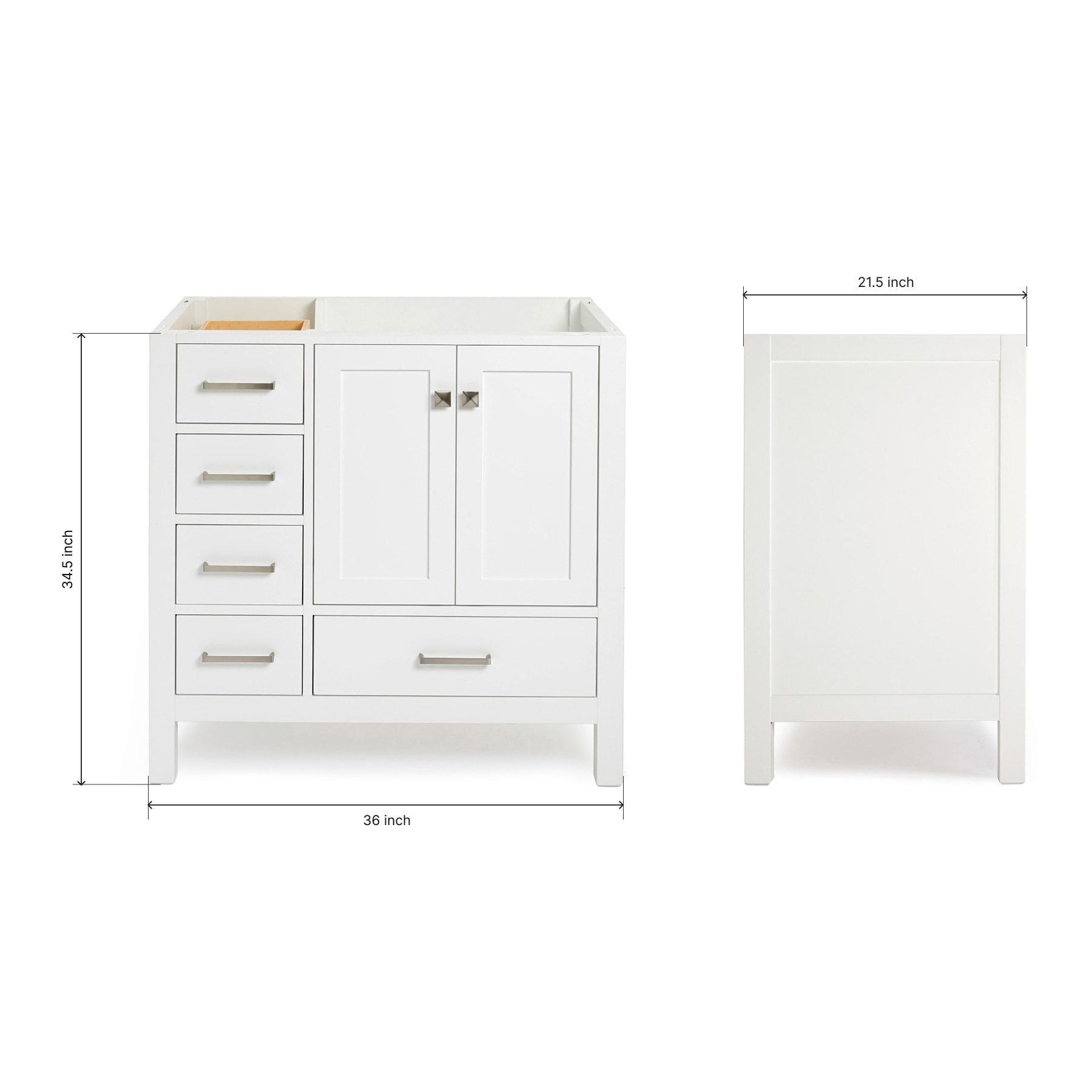 Ariel A037s-R-Bc Cambridge 36" Single Free Standing Wood Vanity Cabinet Only - White
