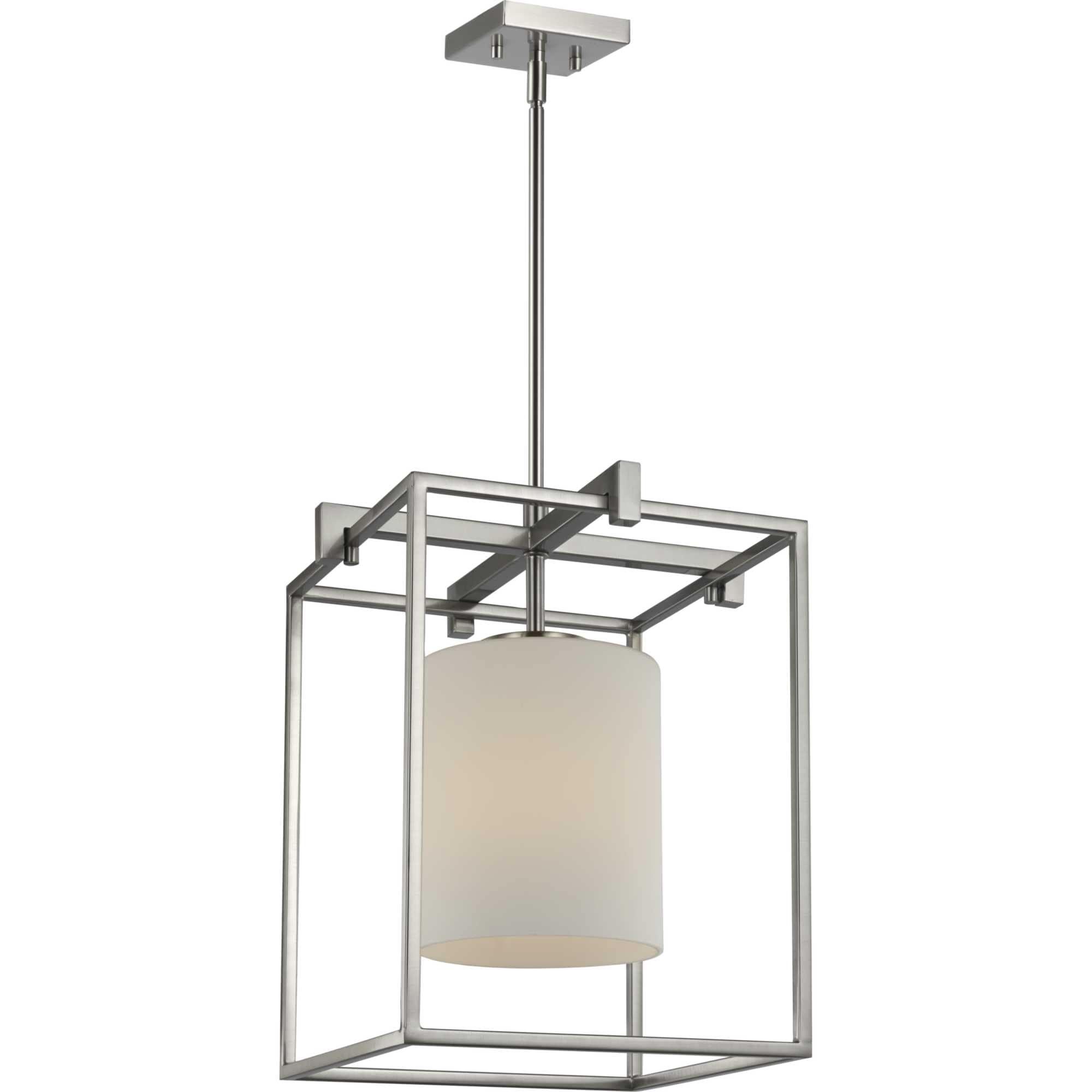 Progress Lighting Chadwick 1-Light Mini-Pendant, Brushed Nickel, Opal Glass Shade