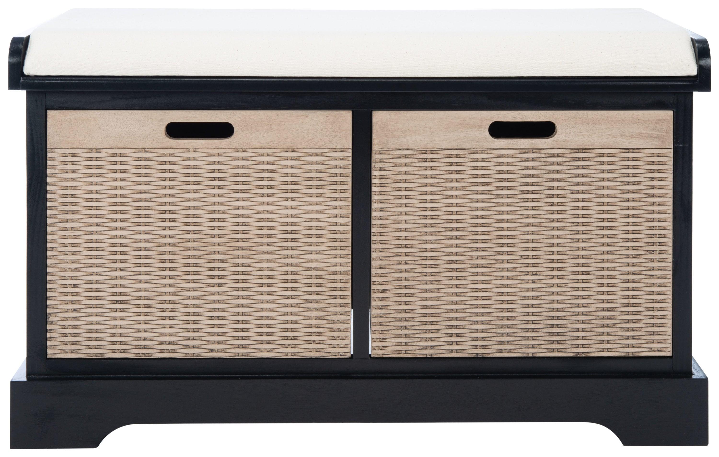 Landers 2 Drawer/Cushion Storage Bench - Black - Safavieh