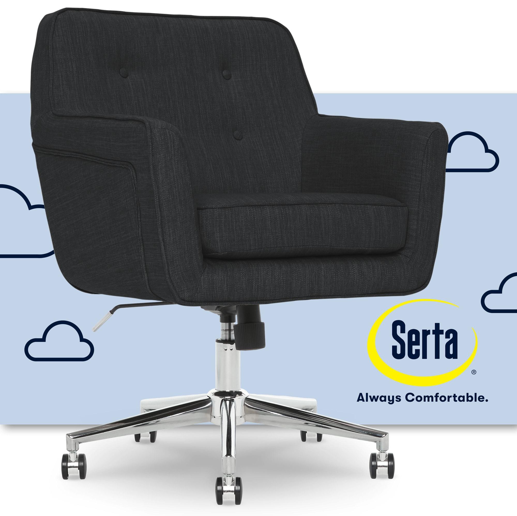 Style Ashland Home Office Chair Dark Gray - Serta: Mid-Century, Adjustable, Swivel, Ergonomic Design