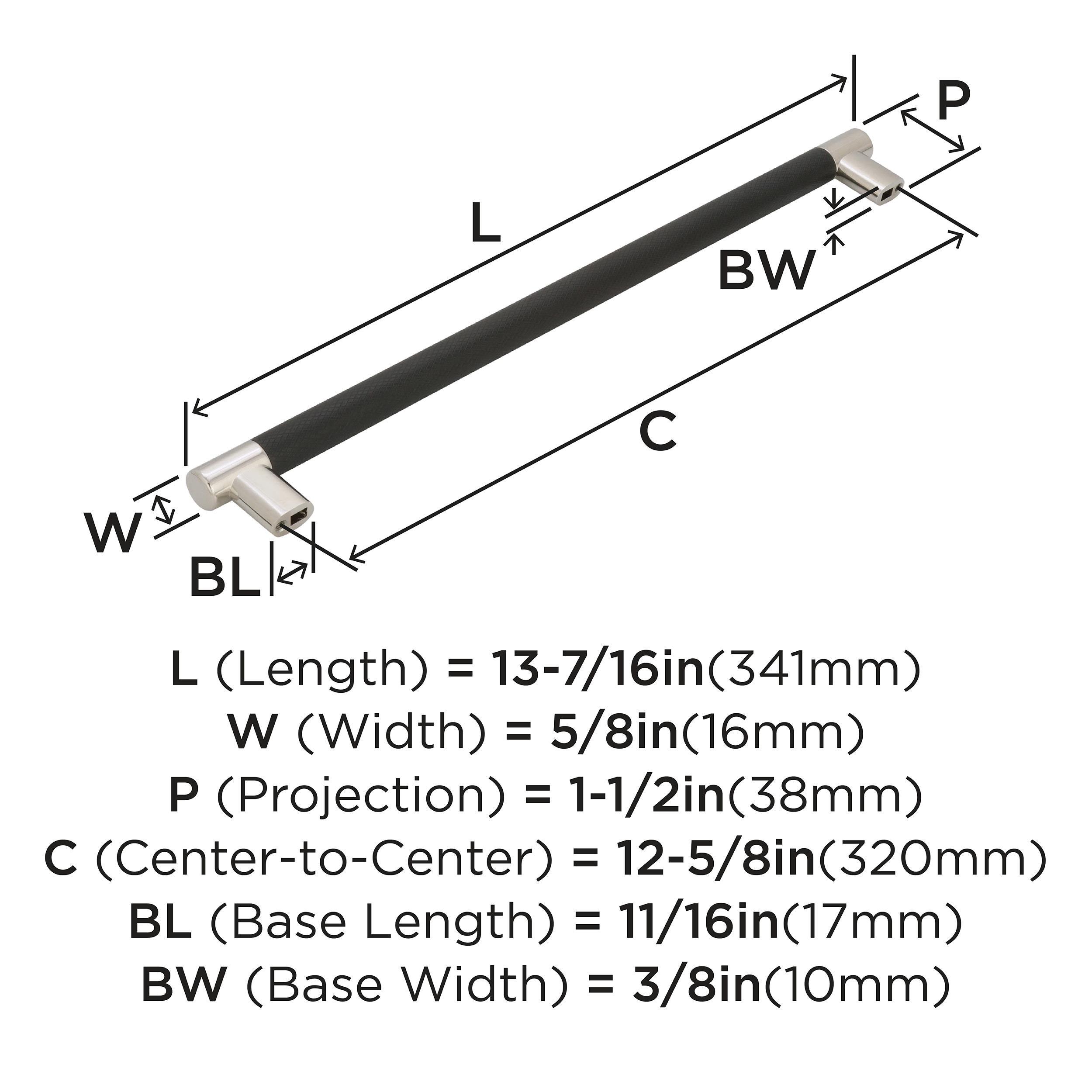 Amerock Esquire 12-5/8 inch (320mm) Center-to-Center Polished Nickel/Black Bronze Cabinet Pull