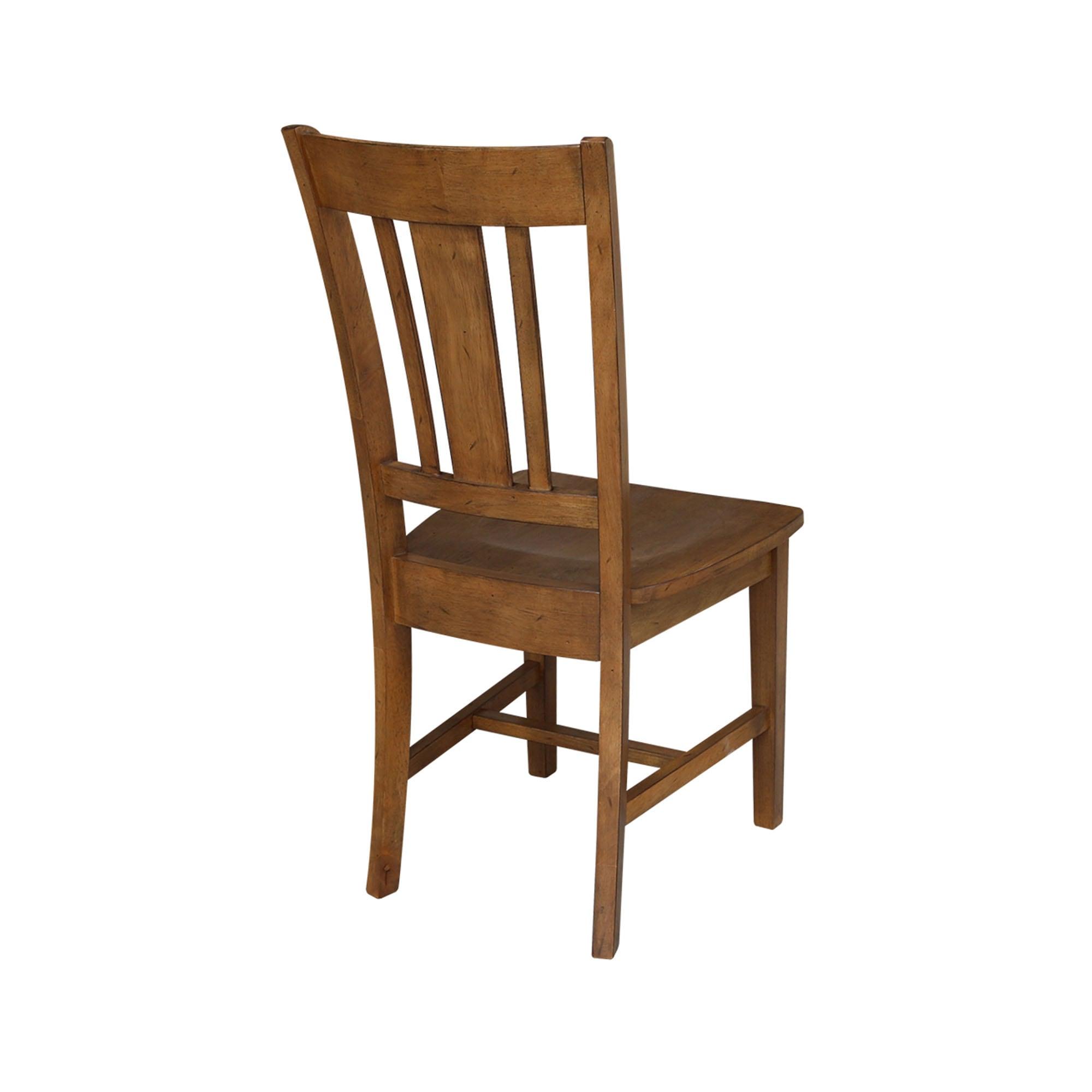 Set of 2 San Remo Splatback Chairs Pecan - International Concepts: Solid Wood, Unupholstered