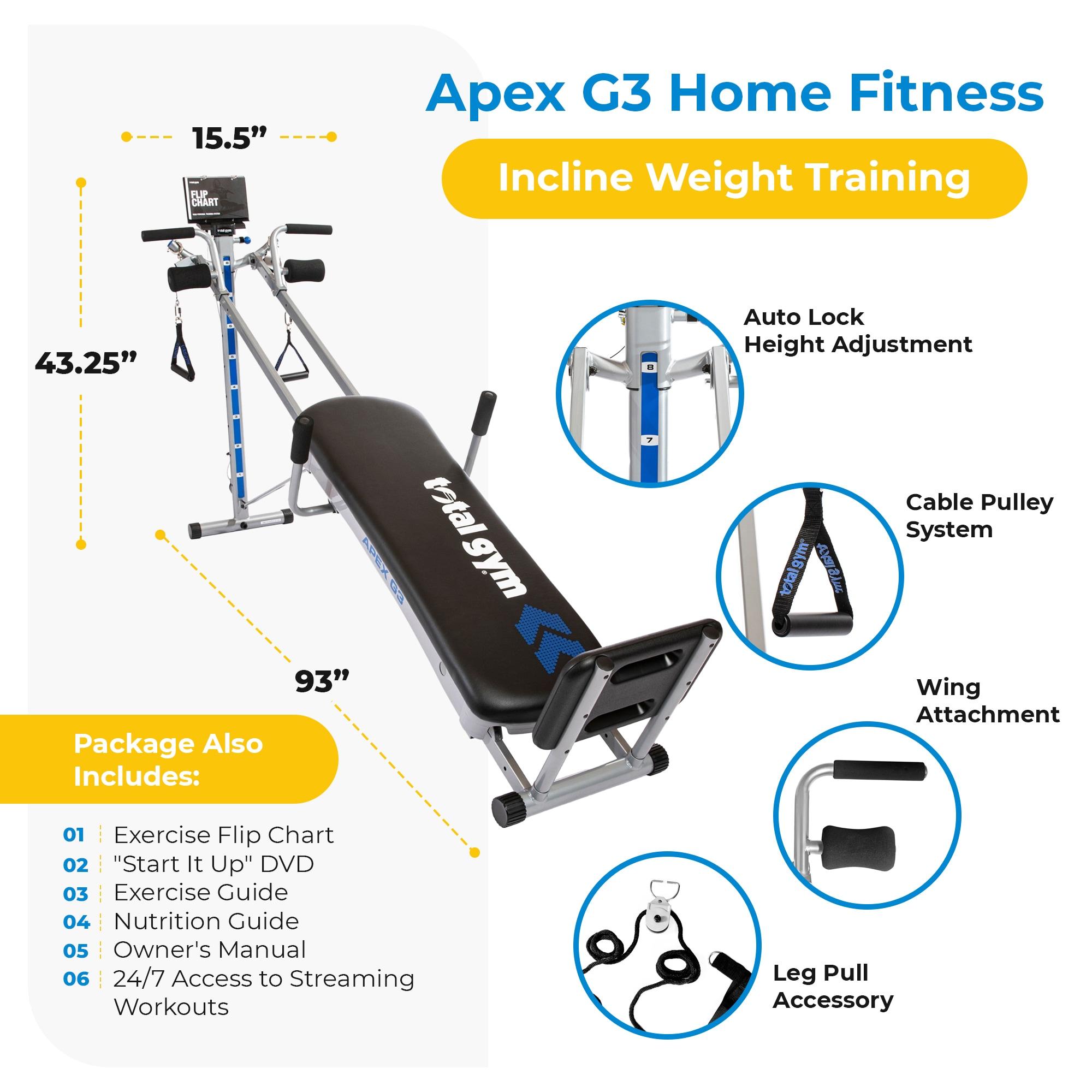 Total Gym APEX G3 Home Fitness Incline Weight Trainer w/8 Resistance Levels