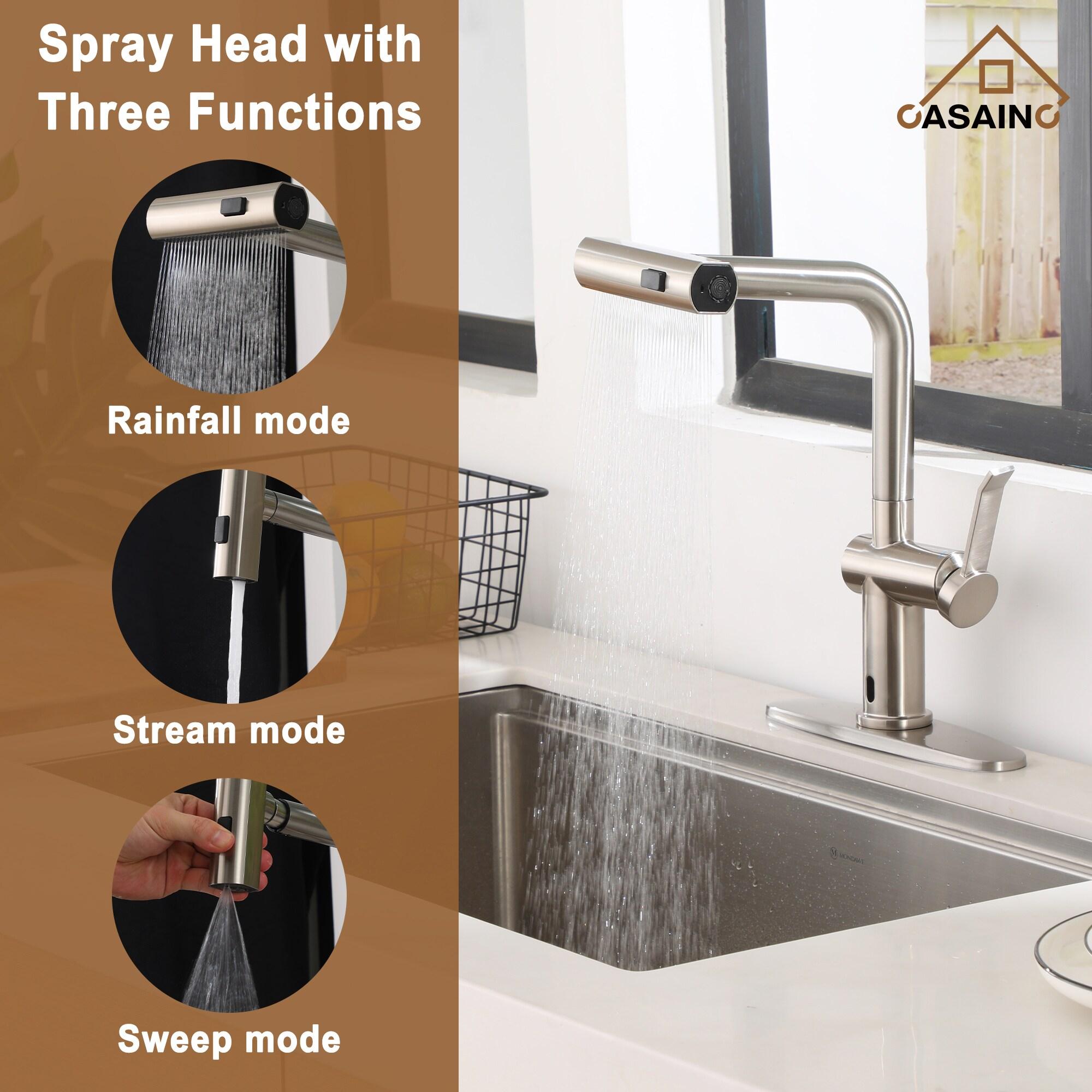 Willow Single Handle Pull Out Kitchen Faucet with Touchless Sensor, Three-function Mode Sprayer