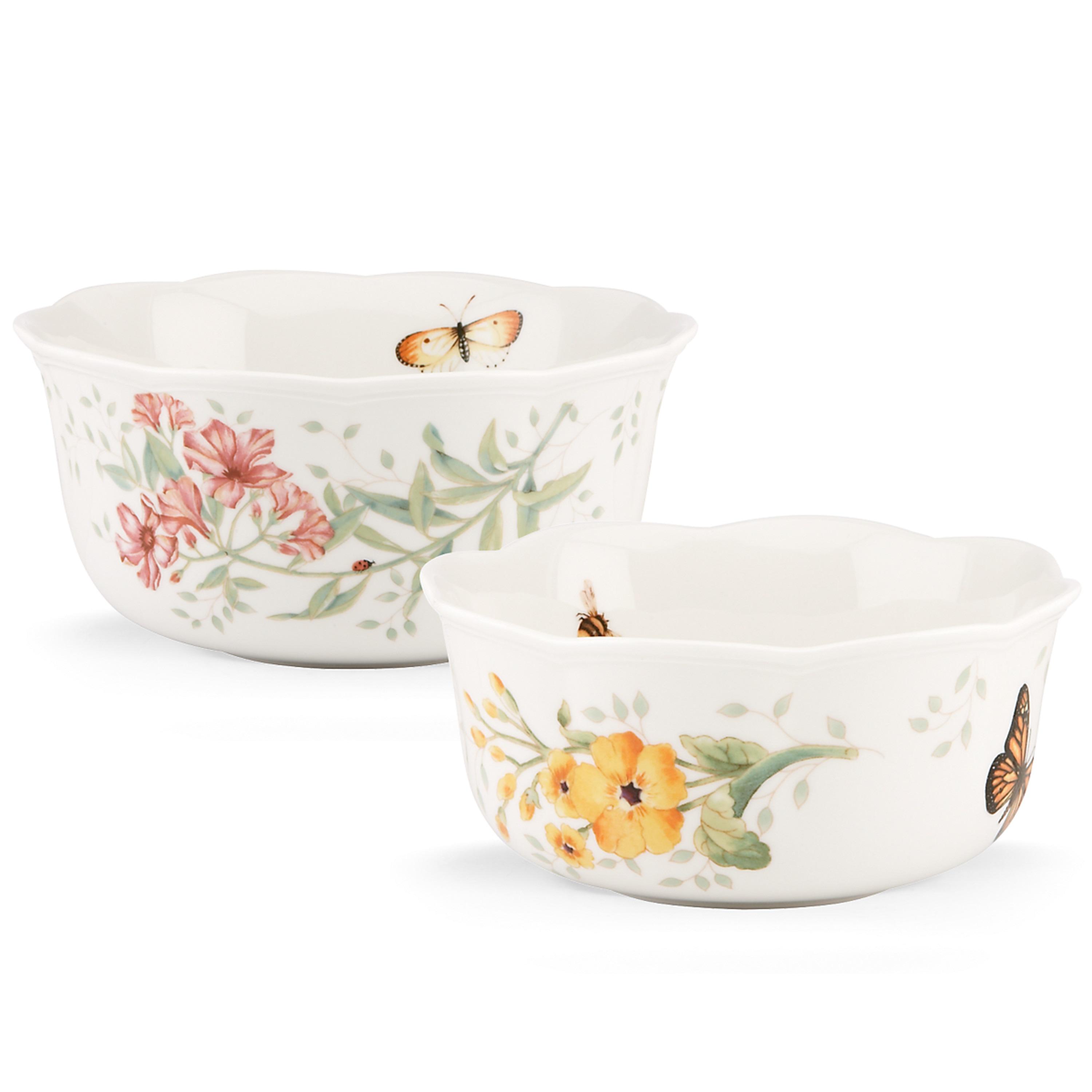 Butterfly Meadow Floral Ceramic Soup Bowl Set