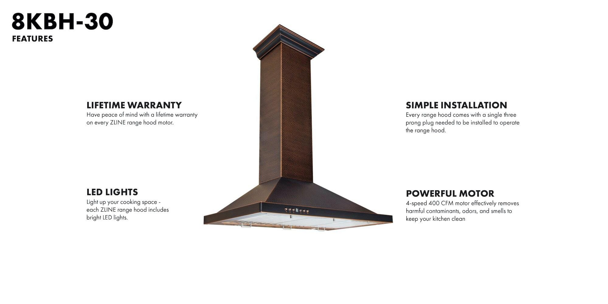 ZLINE 30" Designer Series Fingerprint Resistant Convertible Vent Wall Mount Range Hood