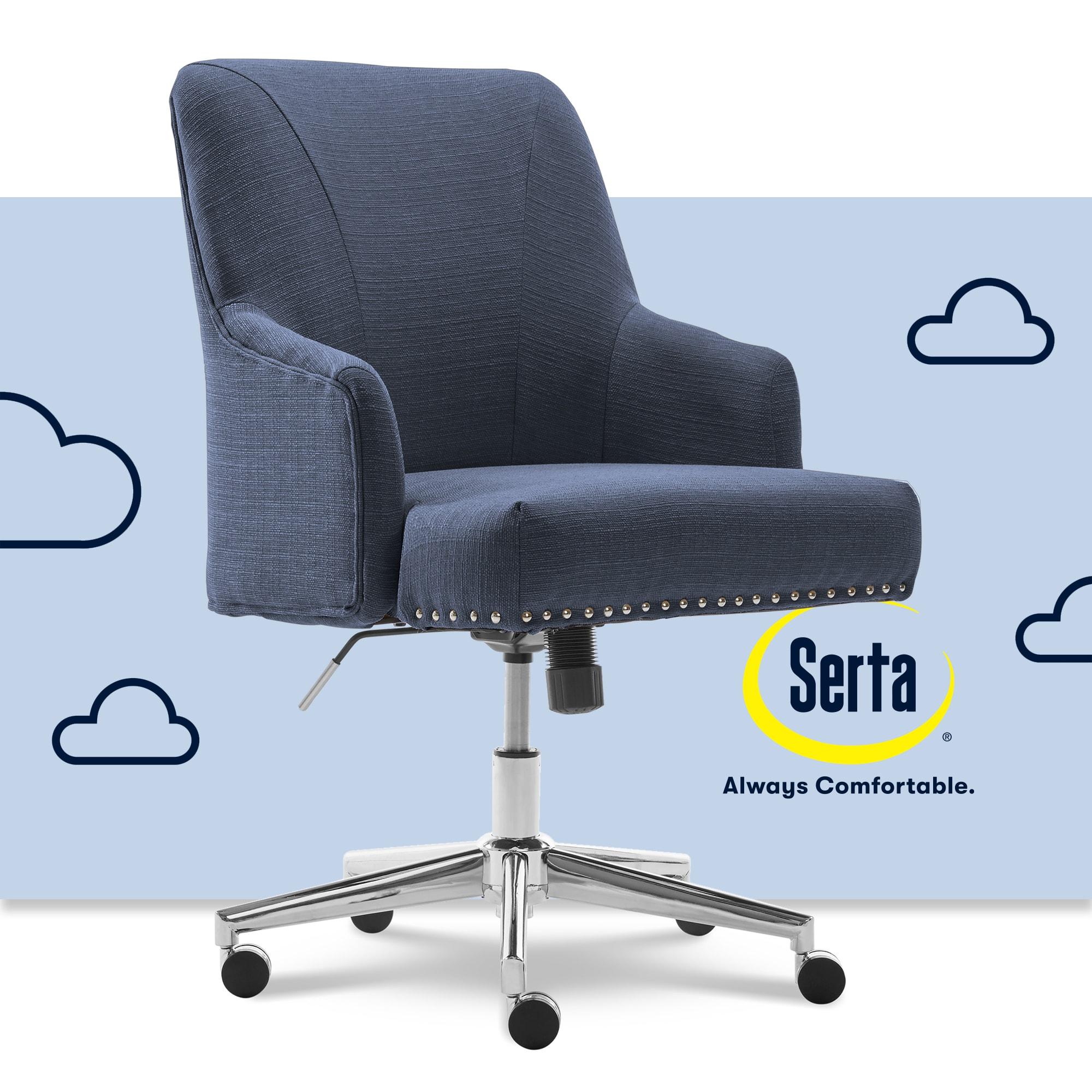 Style Leighton Home Office Chair Sanctuary Blue - Serta: Swivel, Adjustable, Wood Frame, Fixed Arms