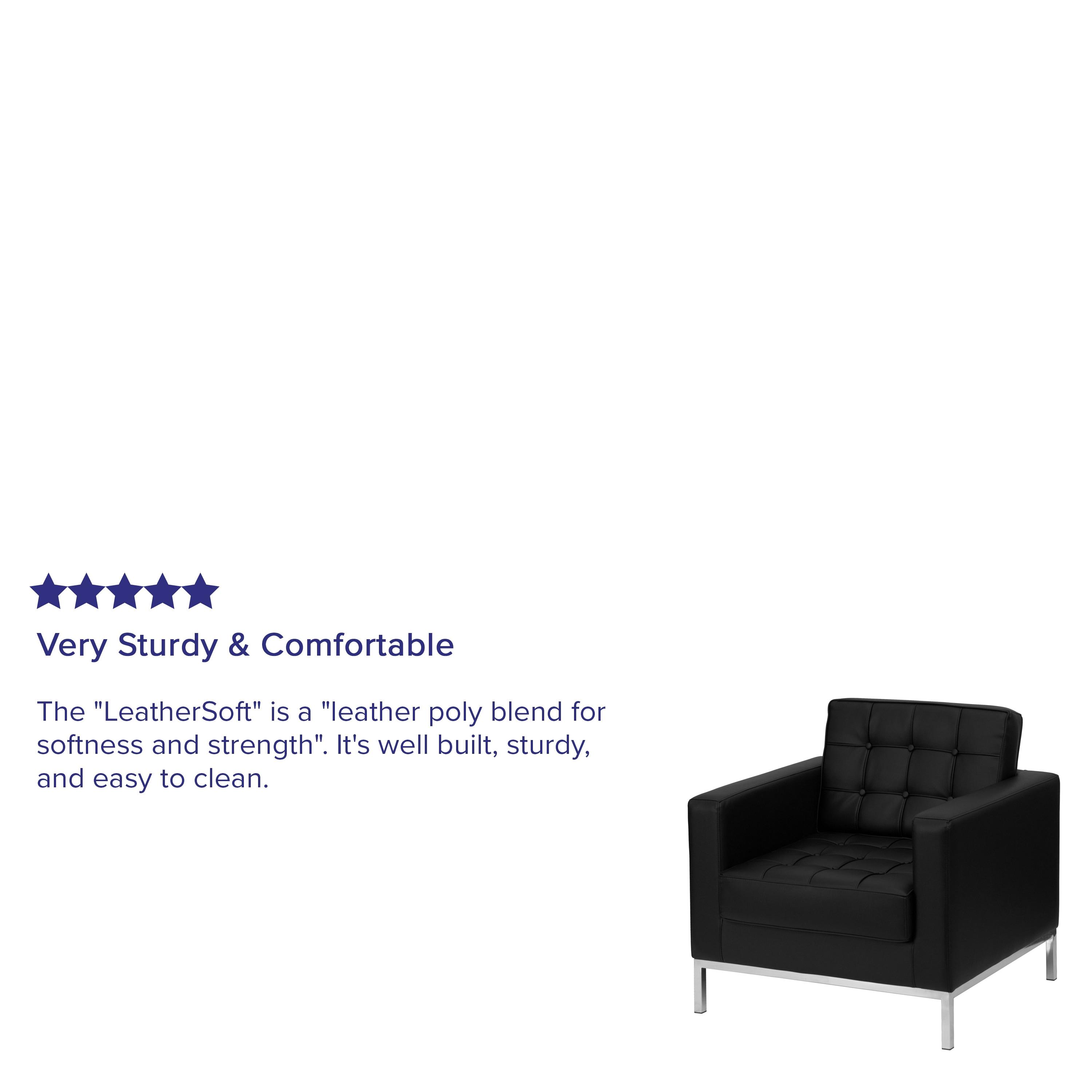 Flash Furniture HERCULES Lacey Series Contemporary Black LeatherSoft Chair with Stainless Steel Frame