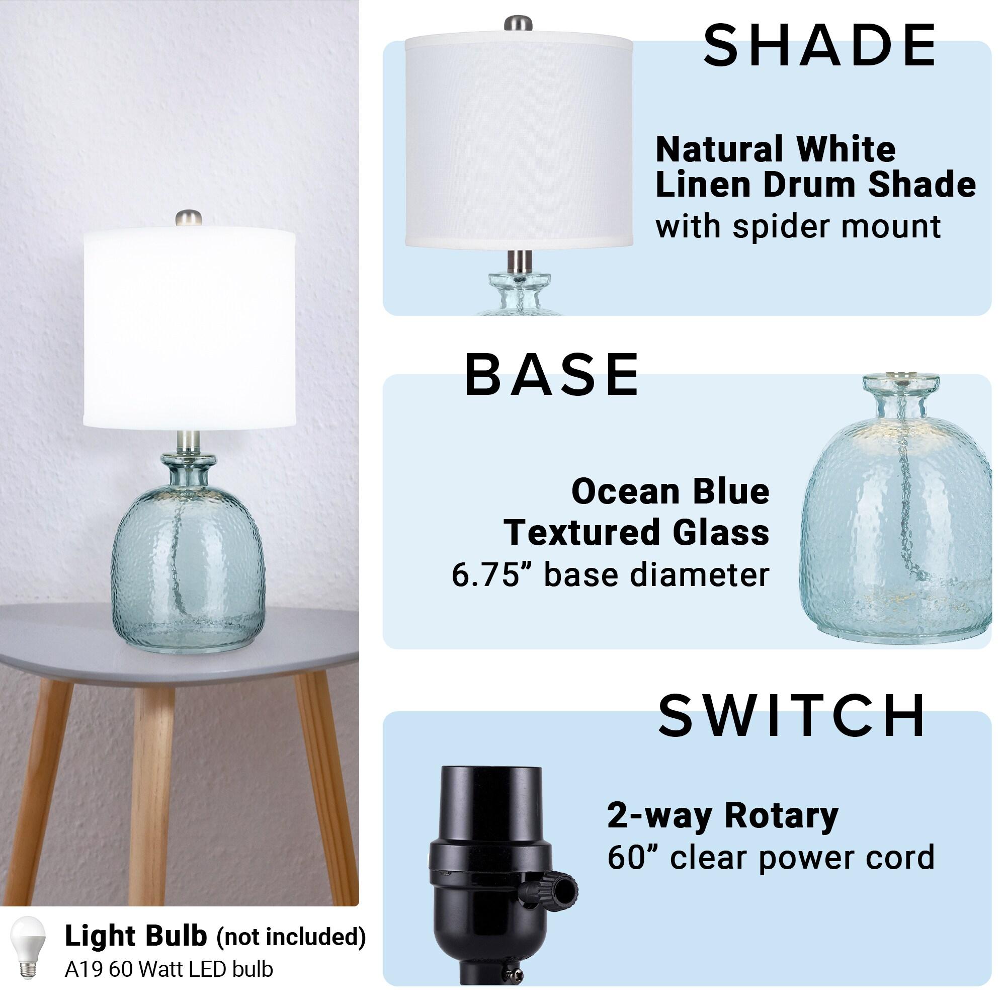 Catalina Lighting 20687-000 Coastal Cape Cod Clear Glass Textured Table Lamp 1825 Classic Blue