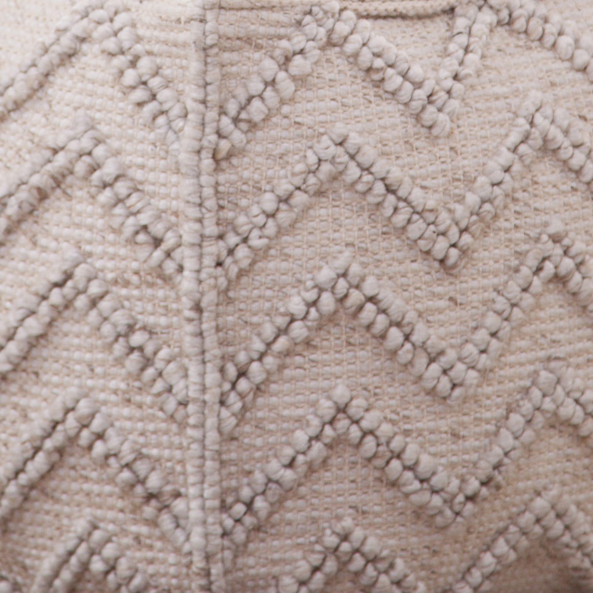 Kenzari Square Zigzag Handwoven Pouf Ivory - Steve Silver Co.: Neutral Chevron, Wool & Cotton, No Assembly