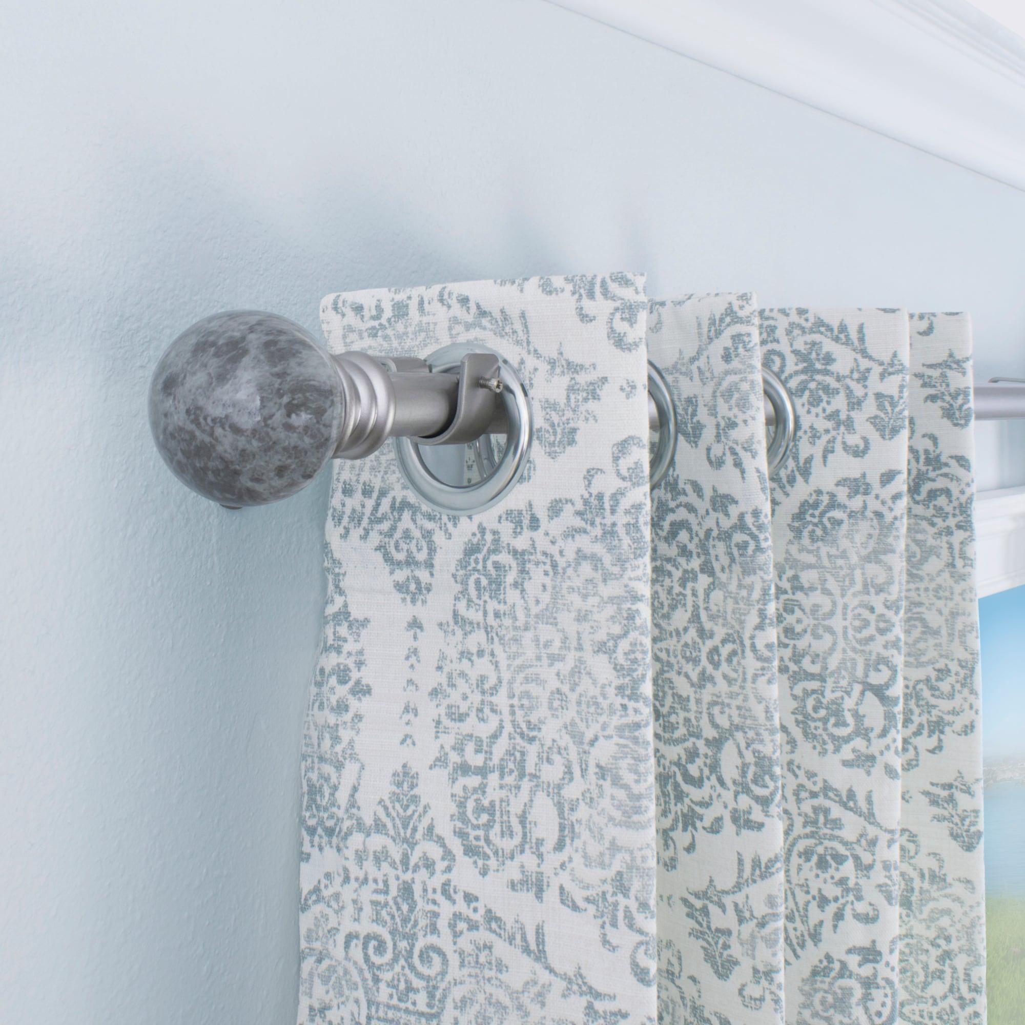 Decopolitan MARBLE BALL DOUBLE CURTAIN ROD SET, 72 to 144-Inches, Antique Silver