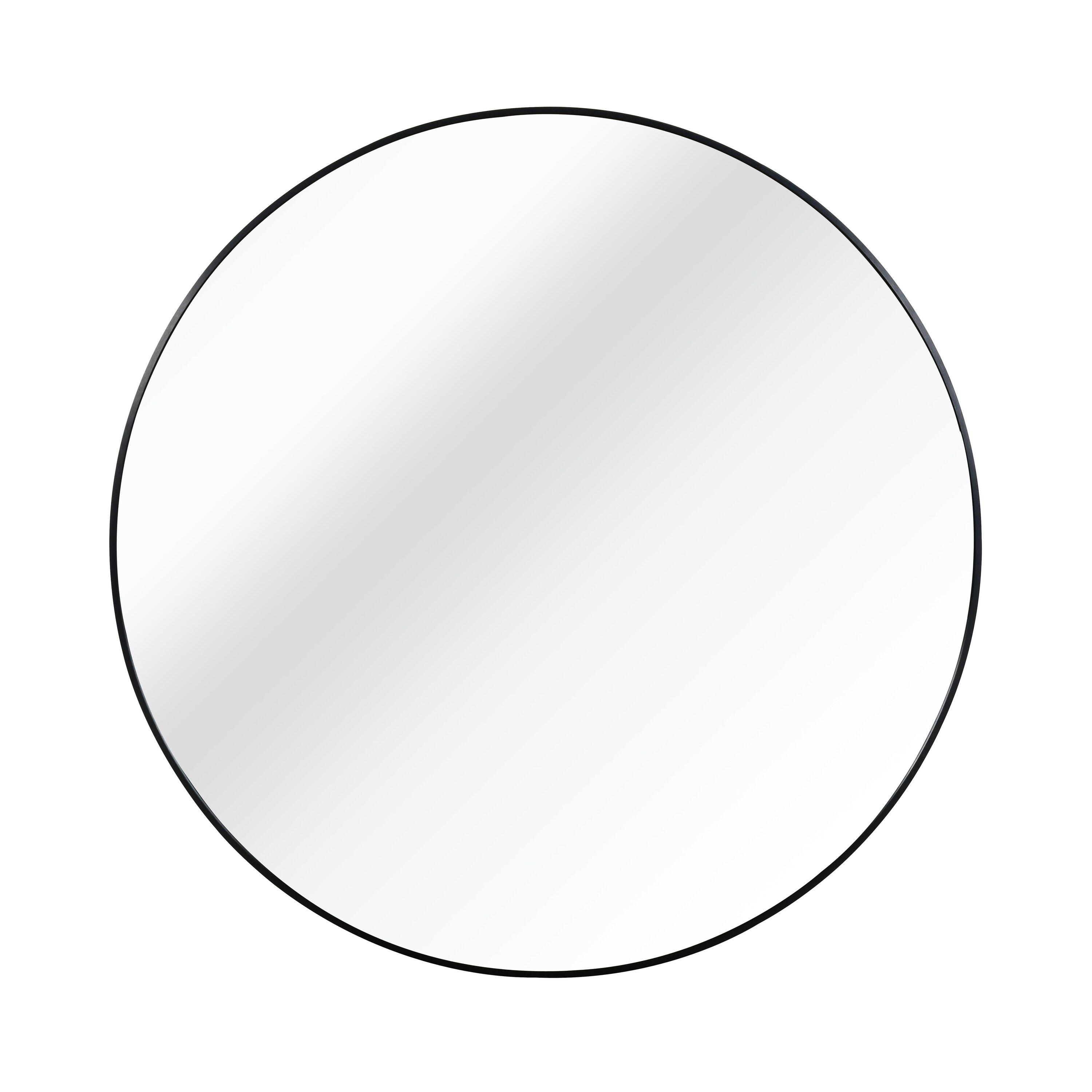 Black 16 Inch Metal Round Bathroom Mirror