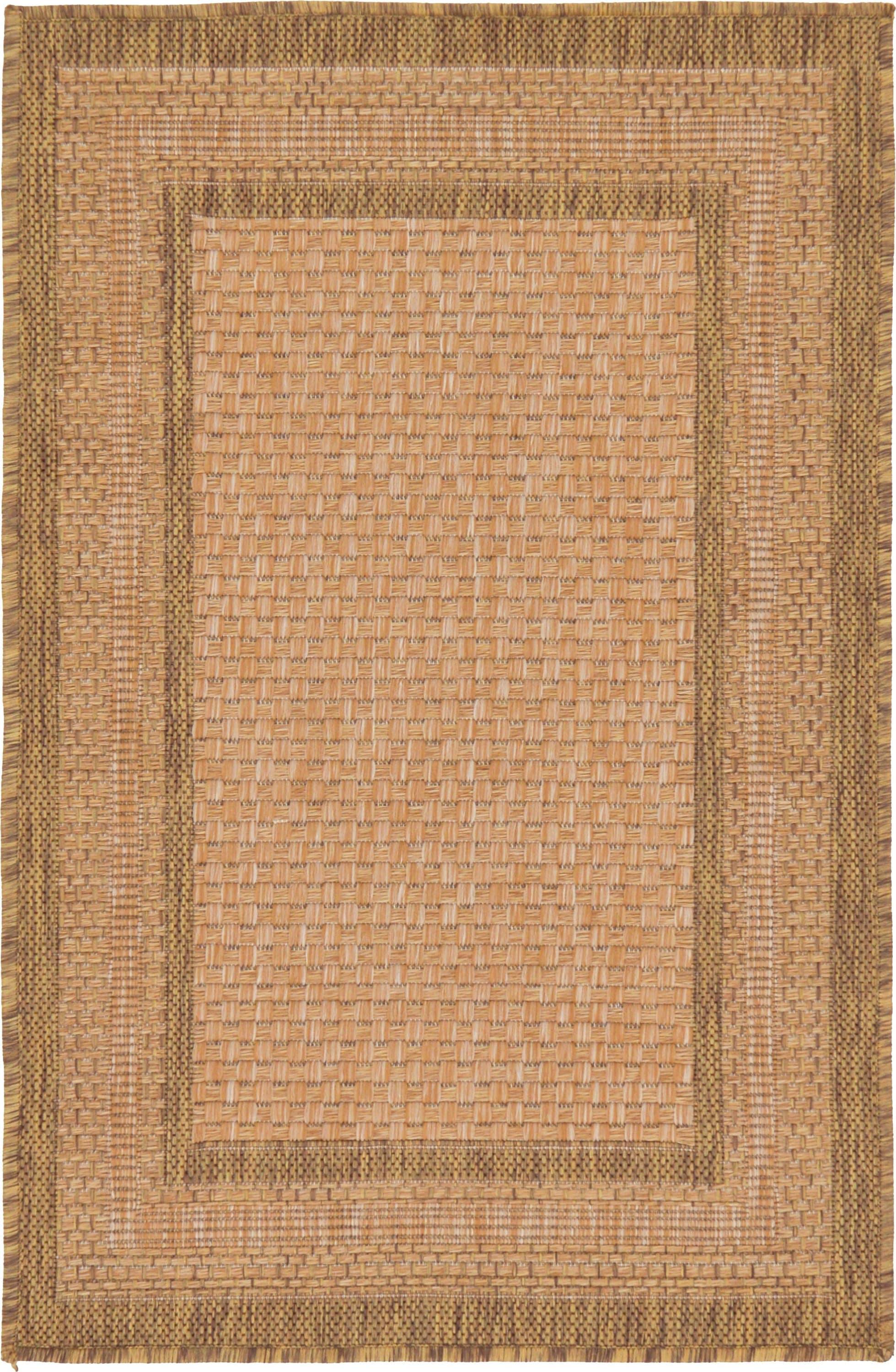 Unique Loom 2' 2 x 3' 0 Tan Outdoor Border Multi Border Area Rug