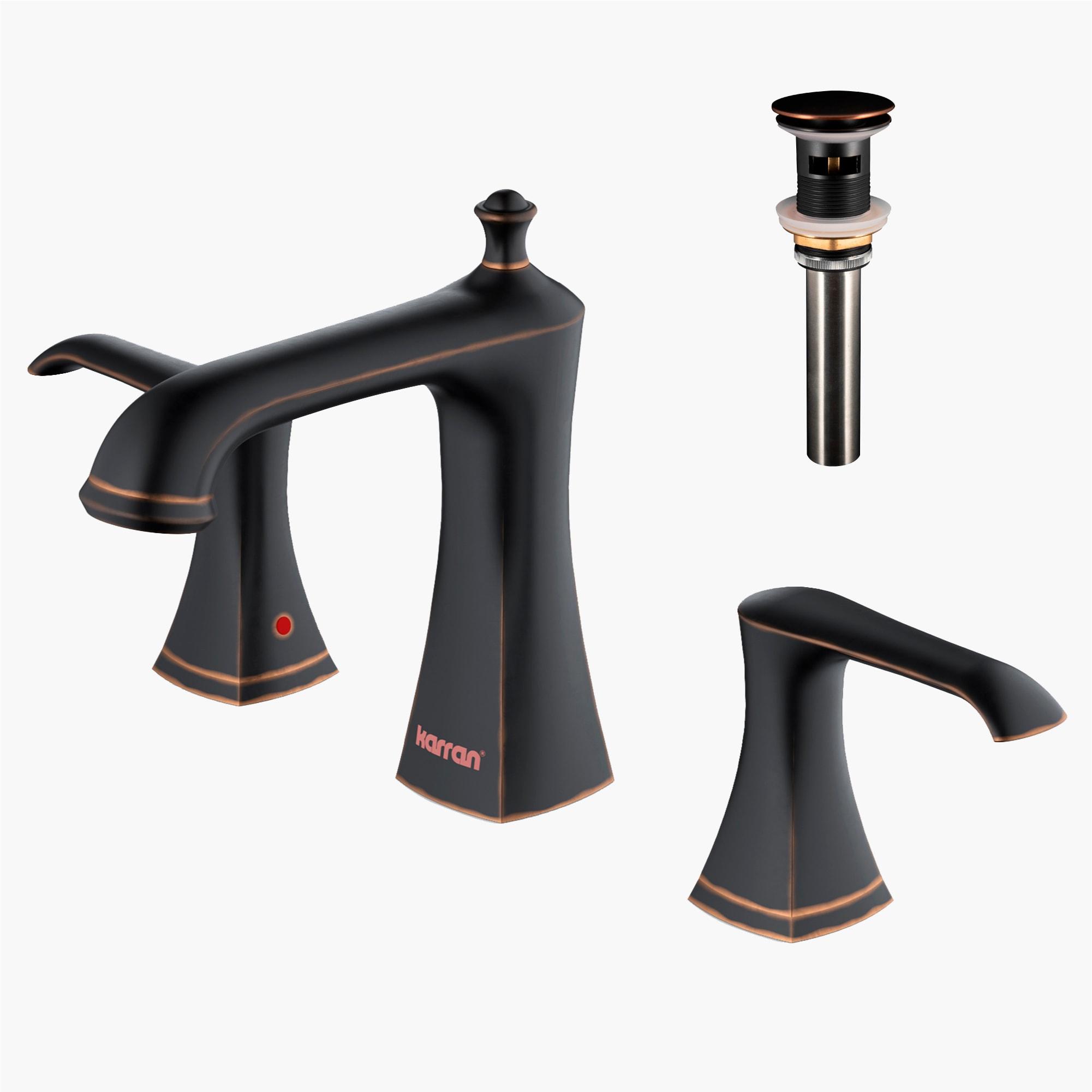 Karran Woodburn 8 In. Widespread 2-Handle Bathroom Faucet With Matching Pop-up Drain