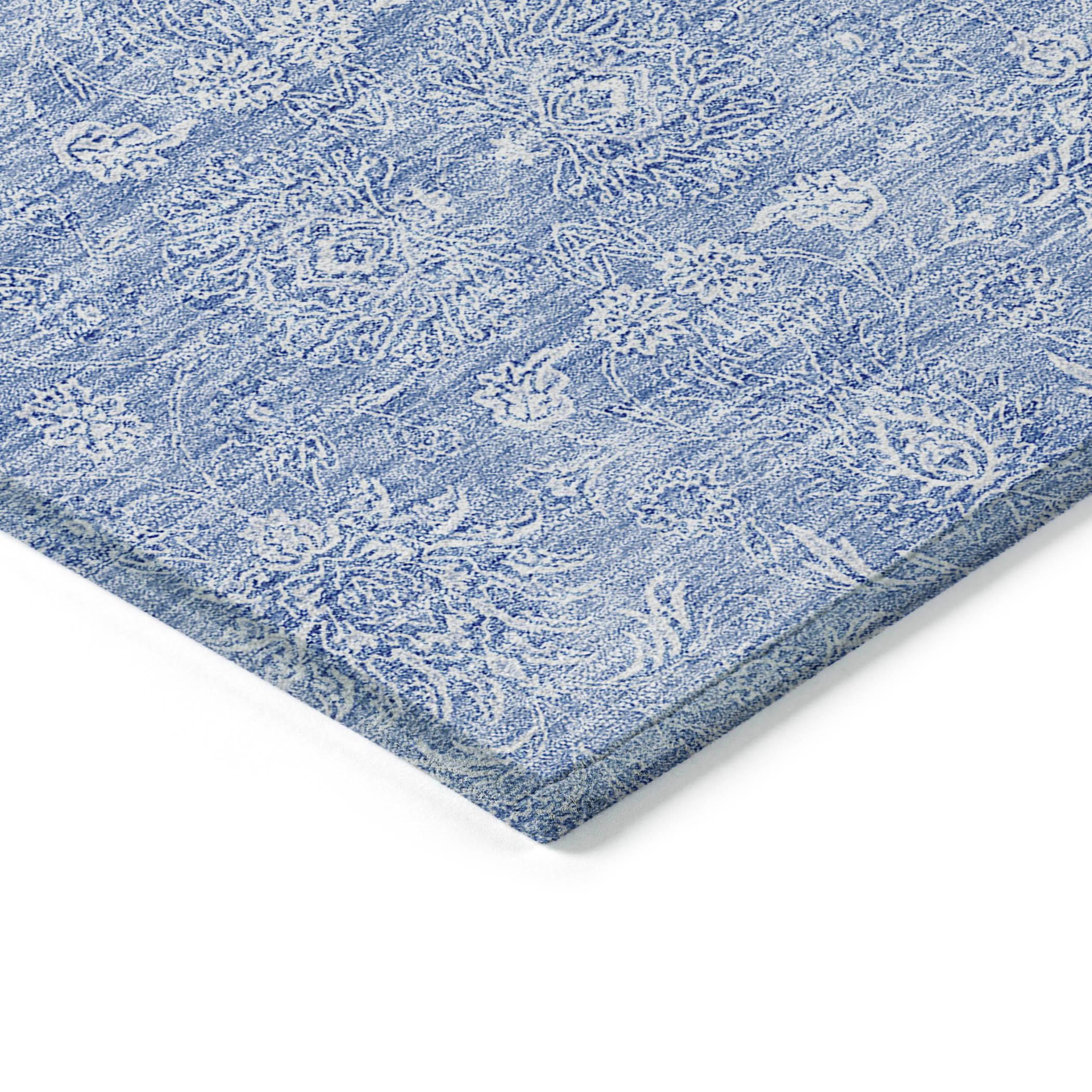 Sky Blue Synthetic Flat Woven 5' x 7'6" Indoor Outdoor Rug