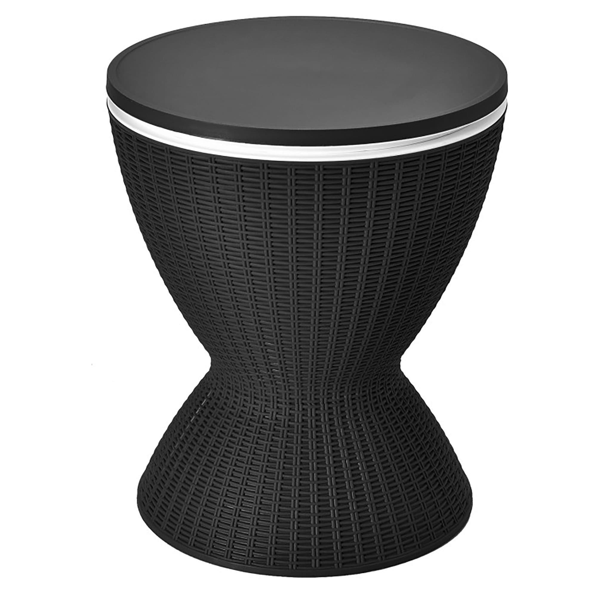 Costway 8 Gallon 3 in 1 Patio Rattan Cooler Bar Table Adjust Ice Bucket Black