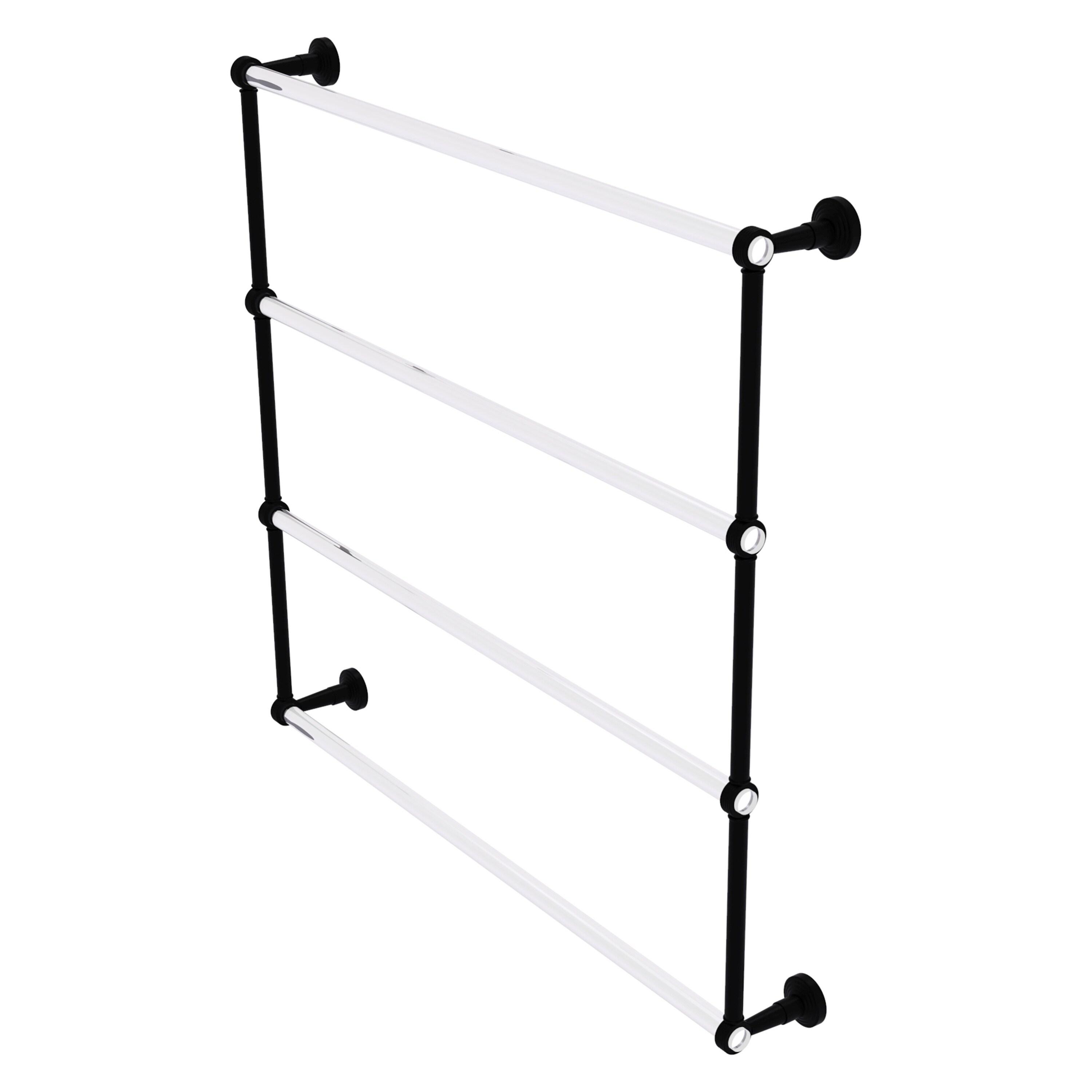 Matte Black and Clear Acrylic 4-Tier Ladder Towel Bar