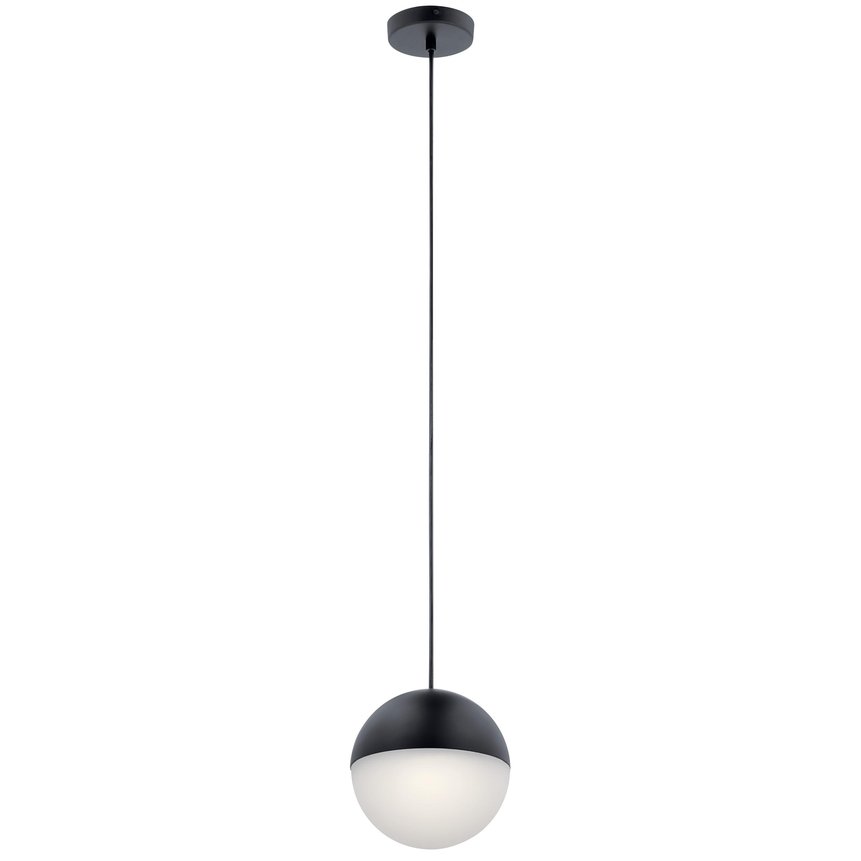 7.75 Inch 1 Led Mini Pendant-Matte Black Finish-Etched Glass Color   -Traditional Installation Elan Lighting 83854Mbkwh