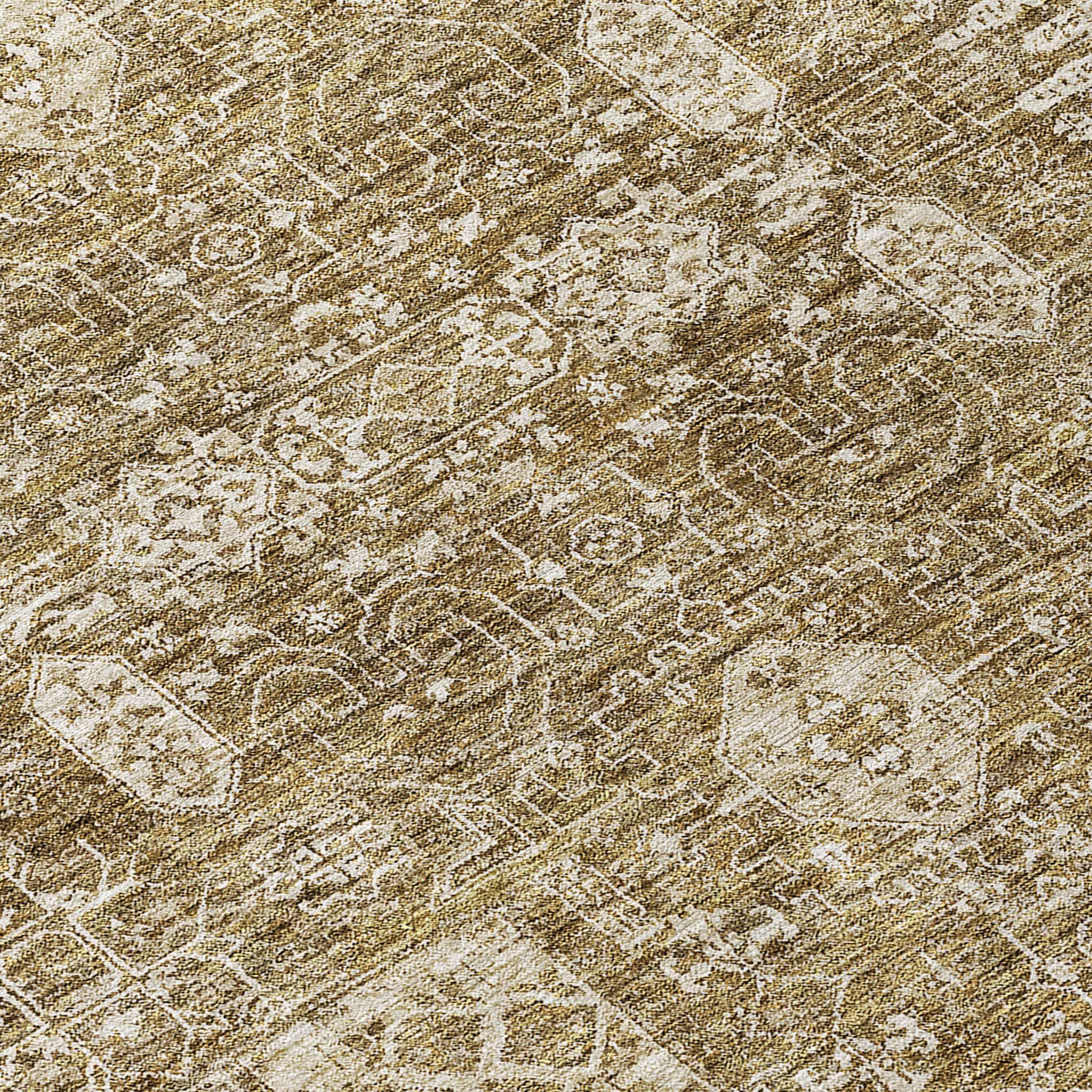 Brown Synthetic Flat Woven Washable Rectangular Rug 3' x 5'