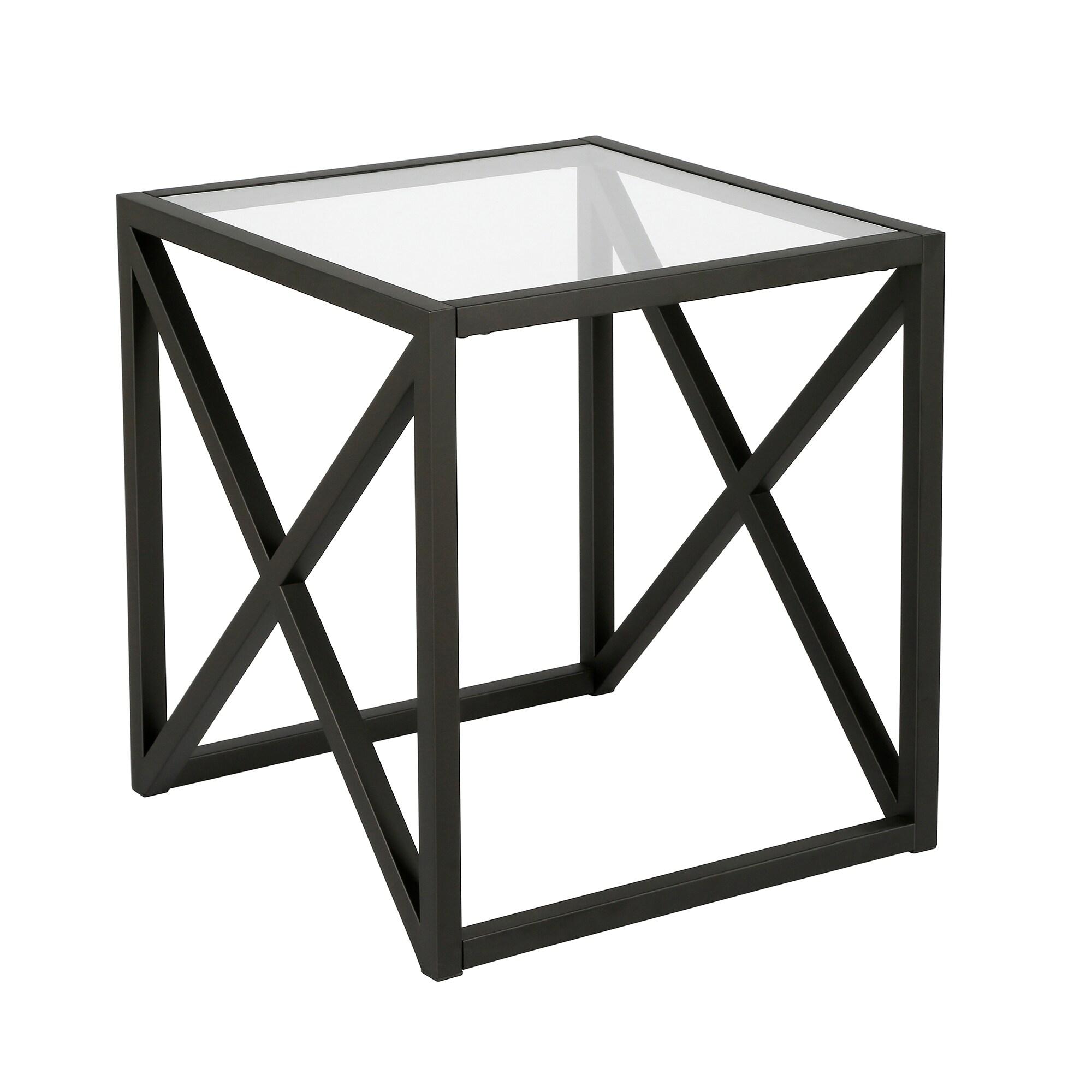 Evelyn&Zoe Calix 20" Wide Square Side Table, Blackened Bronze