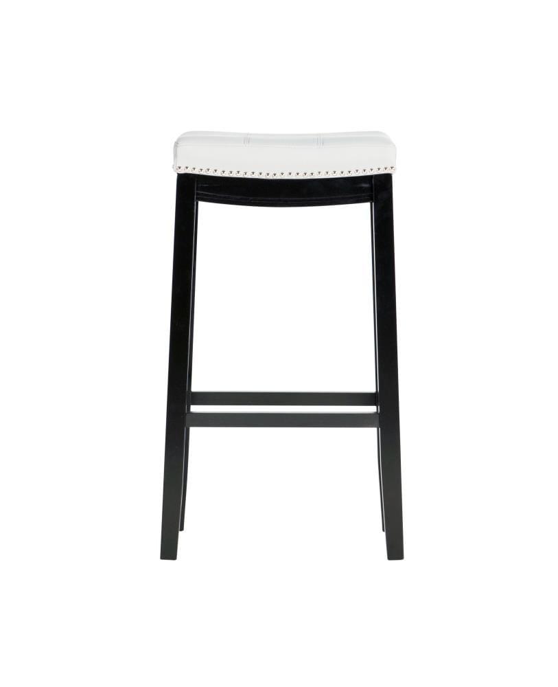 Claridge Backless Faux Leather Nailhead Saddle Barstool Gray - Linon