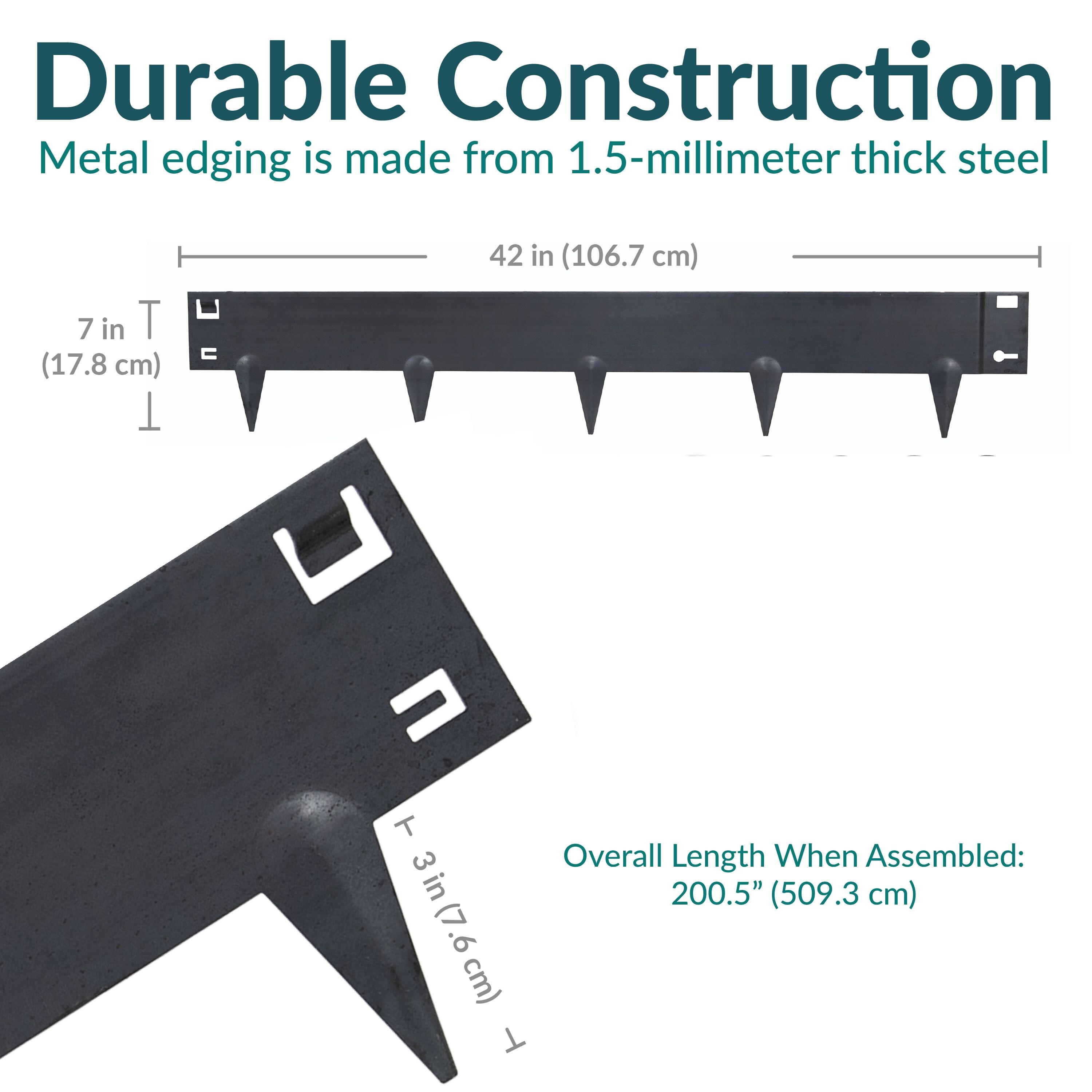 Sunnydaze Outdoor Lawn and Garden Heavy-Duty Steel Metal Flexible Landscape Edging Borders - 16' - Gray - 5pk