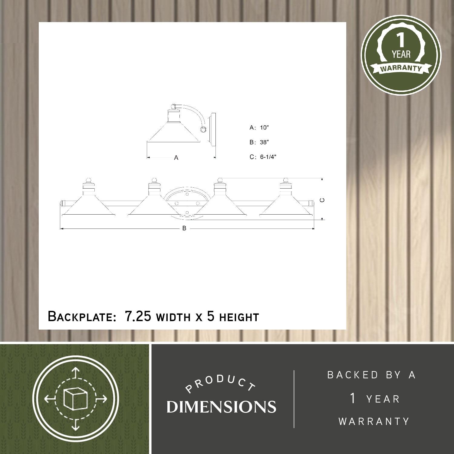 VAXCEL Akron Modern Farmhouse Bathroom Vanity Light Wall Sconce Fixture, Oil Rubbed Bronze and Matte White, 4 Light, 38 inch