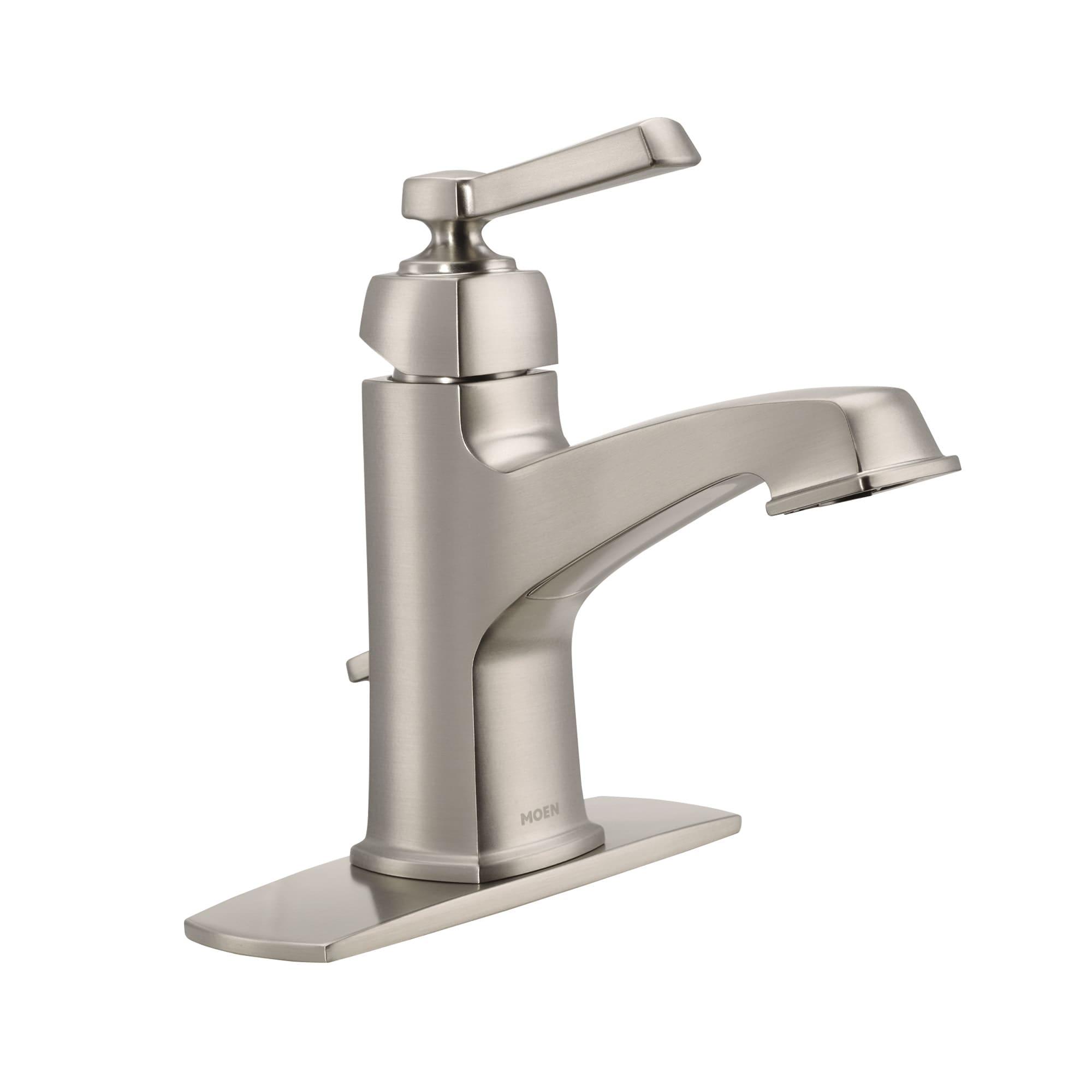 Sleek Brushed Nickel Single Hole Modern Bathroom Faucet