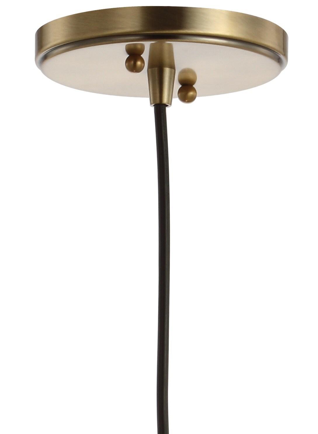 Goldwater 7.5" Adjustable Drop Metal/Glass LED Pendant, Brass Gold