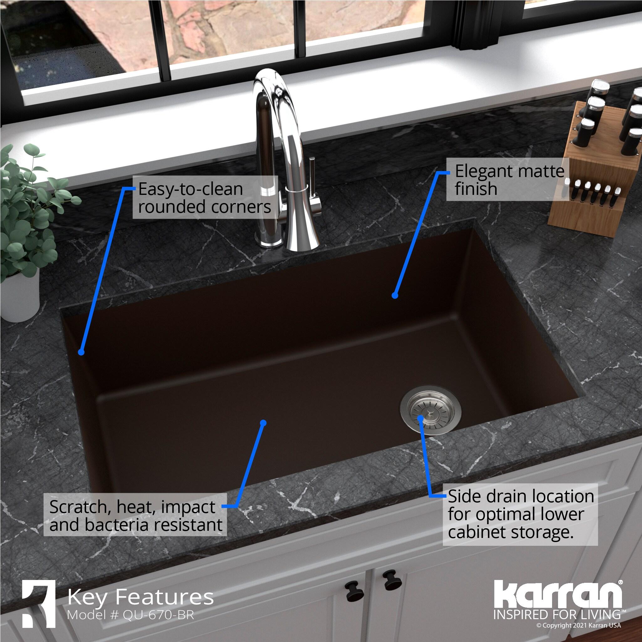 Karran Undermount Quartz Composite 31-3/4'' X 19-1/4'' Single Bowl Kitchen Sink