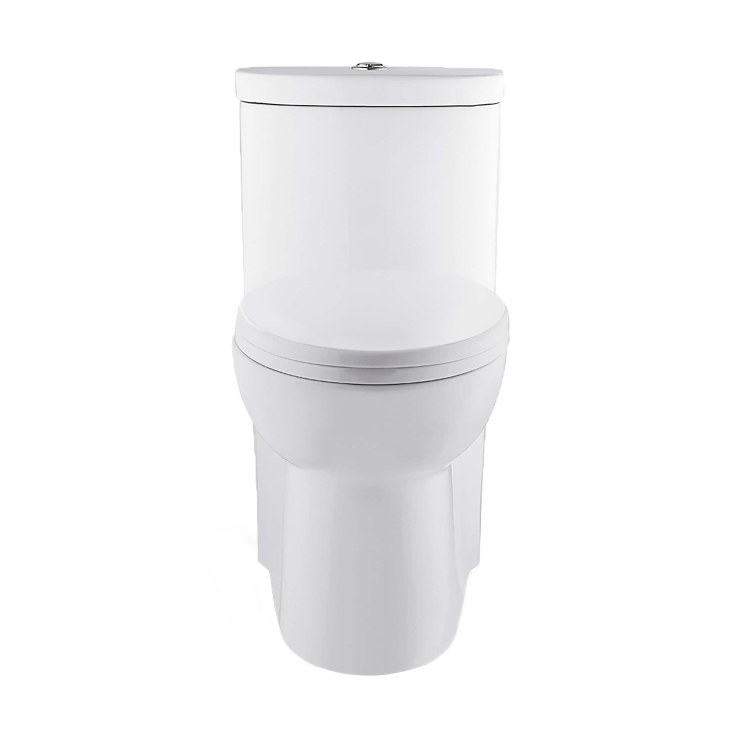 Swiss Madison Besanxcon Glossy White Elongated Standard height 12-in Rough-In 1.6 GPF Touchless Smart Compatible Slow Close Feature 1-piece Toilet
