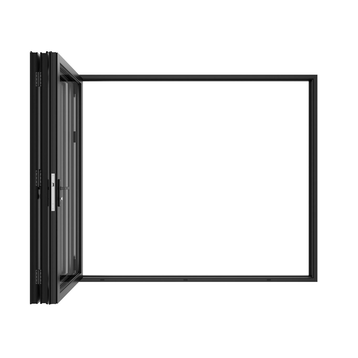 KaMic KaMic 96" inch - 3 Panels Glass Aluminum Folding Door In Black