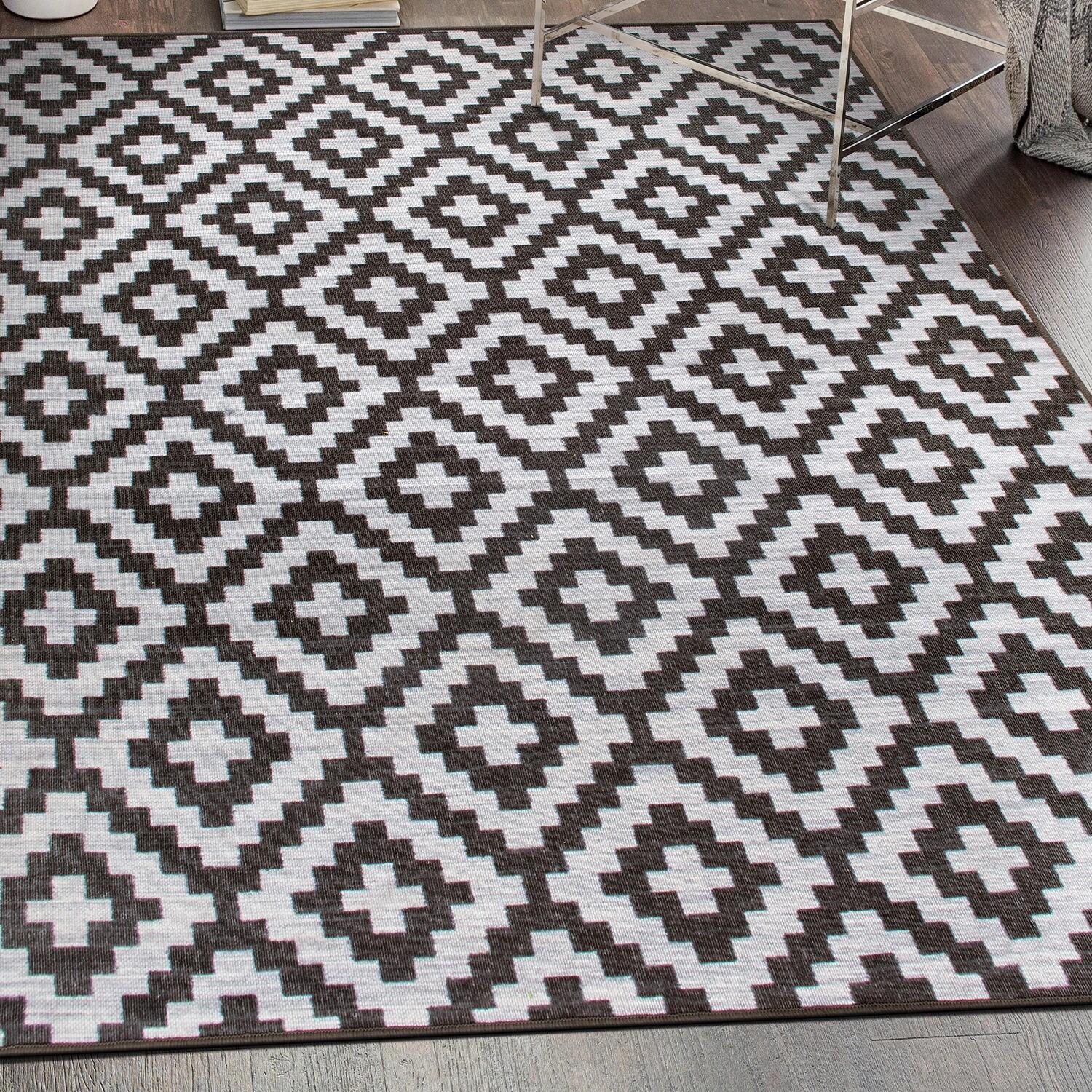 World Rug Gallery Contemporary Geometric Trellis Indoor/Outdoor Area Rug - GRAY 5' X 7'
