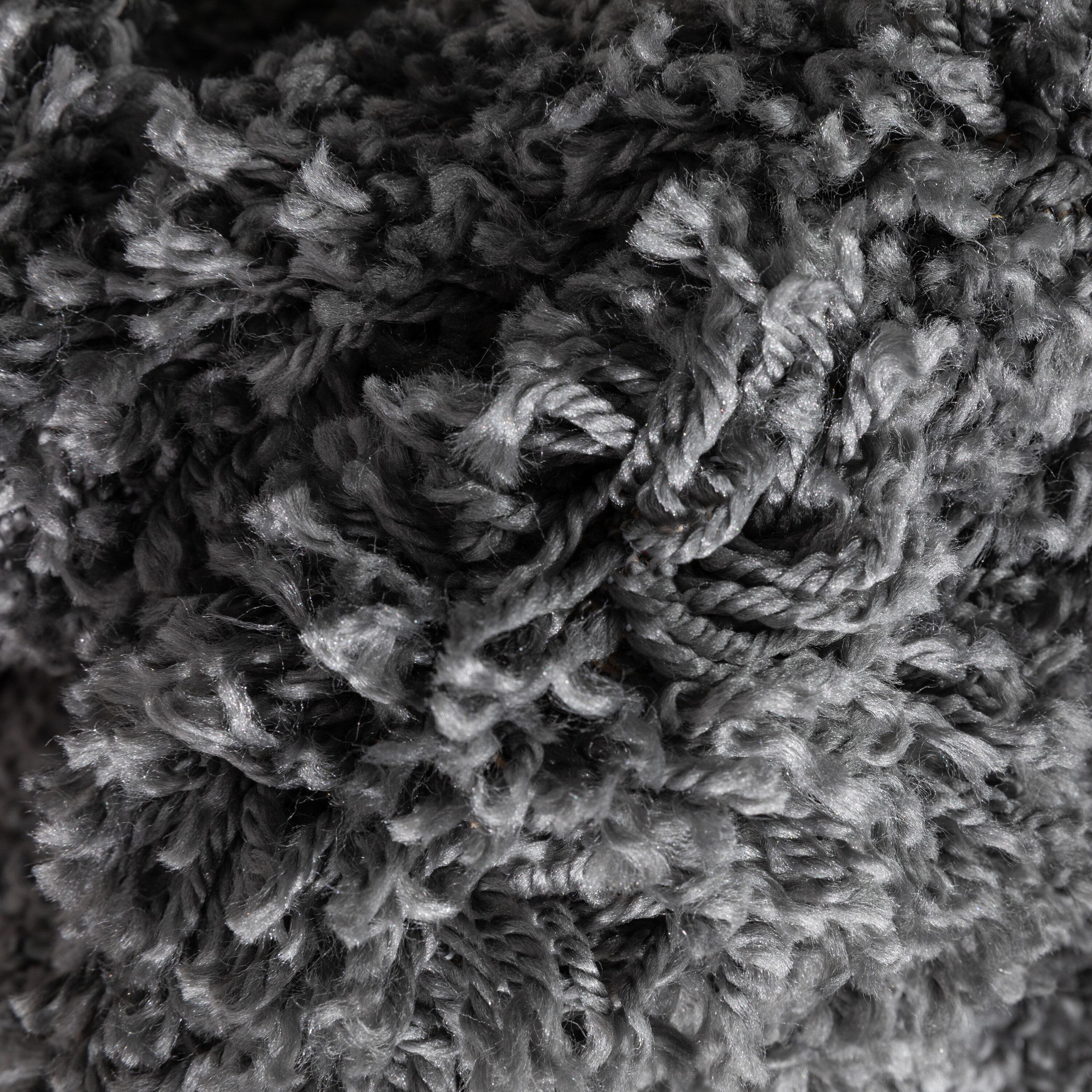 Well Woven Elle Basics Emerson Shag Textured 5'3" x 7'3" Dark Grey Area Rug
