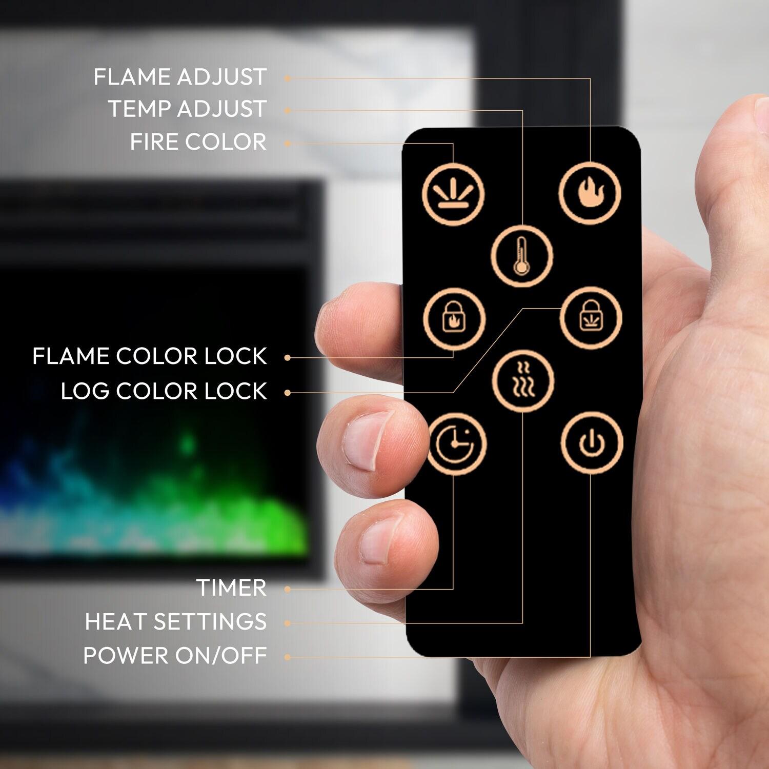 Cambridge Cambridge Sofia 53-in. Electric Fireplace Mantel in with Black Marble Inlay and Crystal Rocks