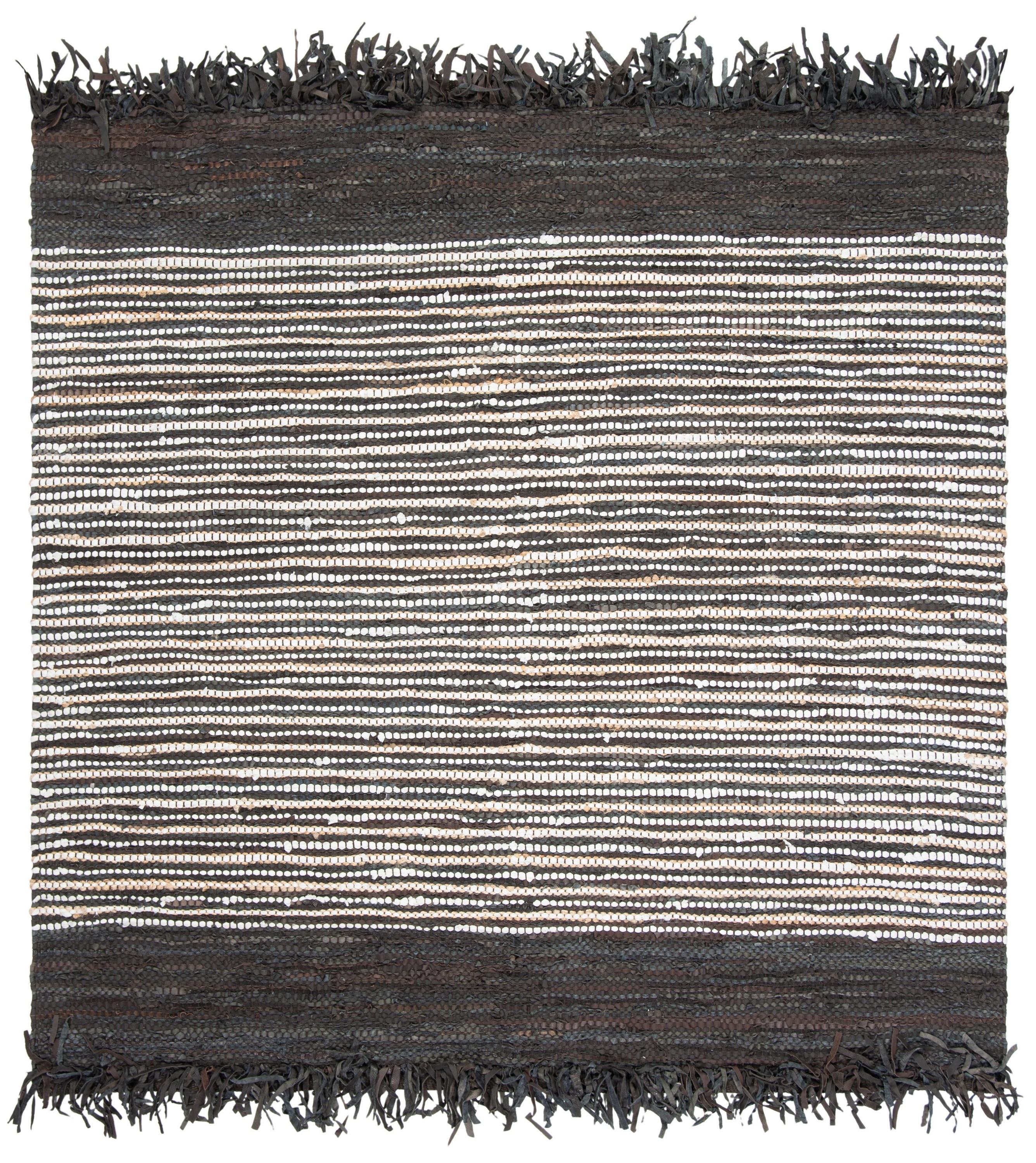 Vintage Leather VTL373 Hand Woven Area Rug - Dark Brown/Multi - 6'x6' - Safavieh.