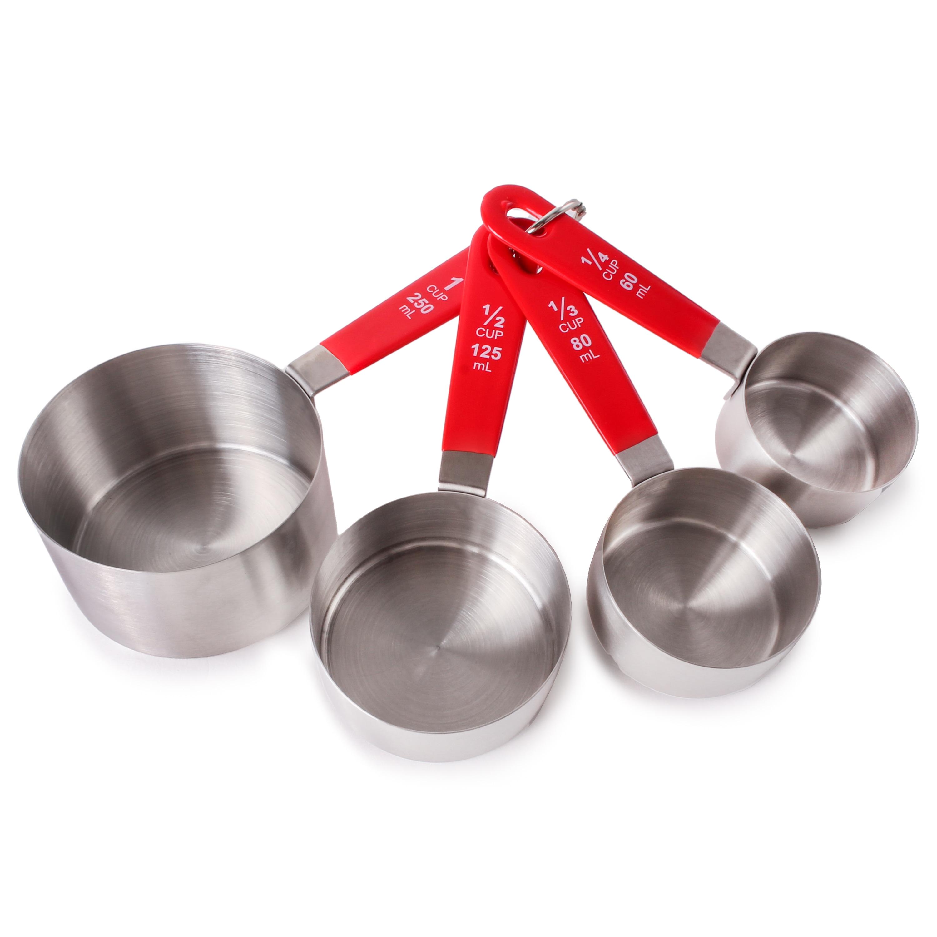 BergHOFF Essentials Studio 18/10 Stainless Steel 4Pc Measuring Cup Set with Red Handles