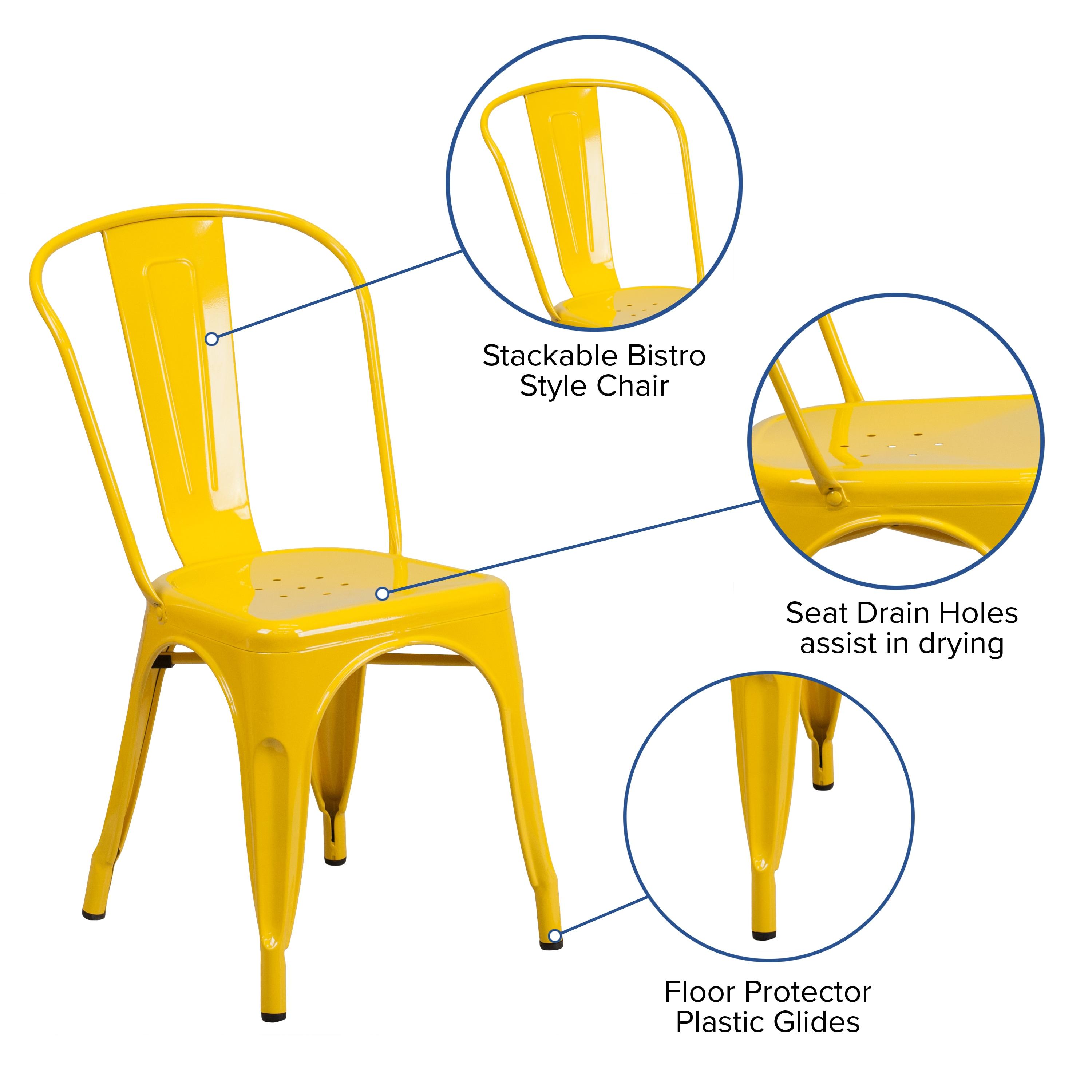 Flash Furniture Commercial Grade Yellow Metal Indoor-Outdoor Stackable Chair