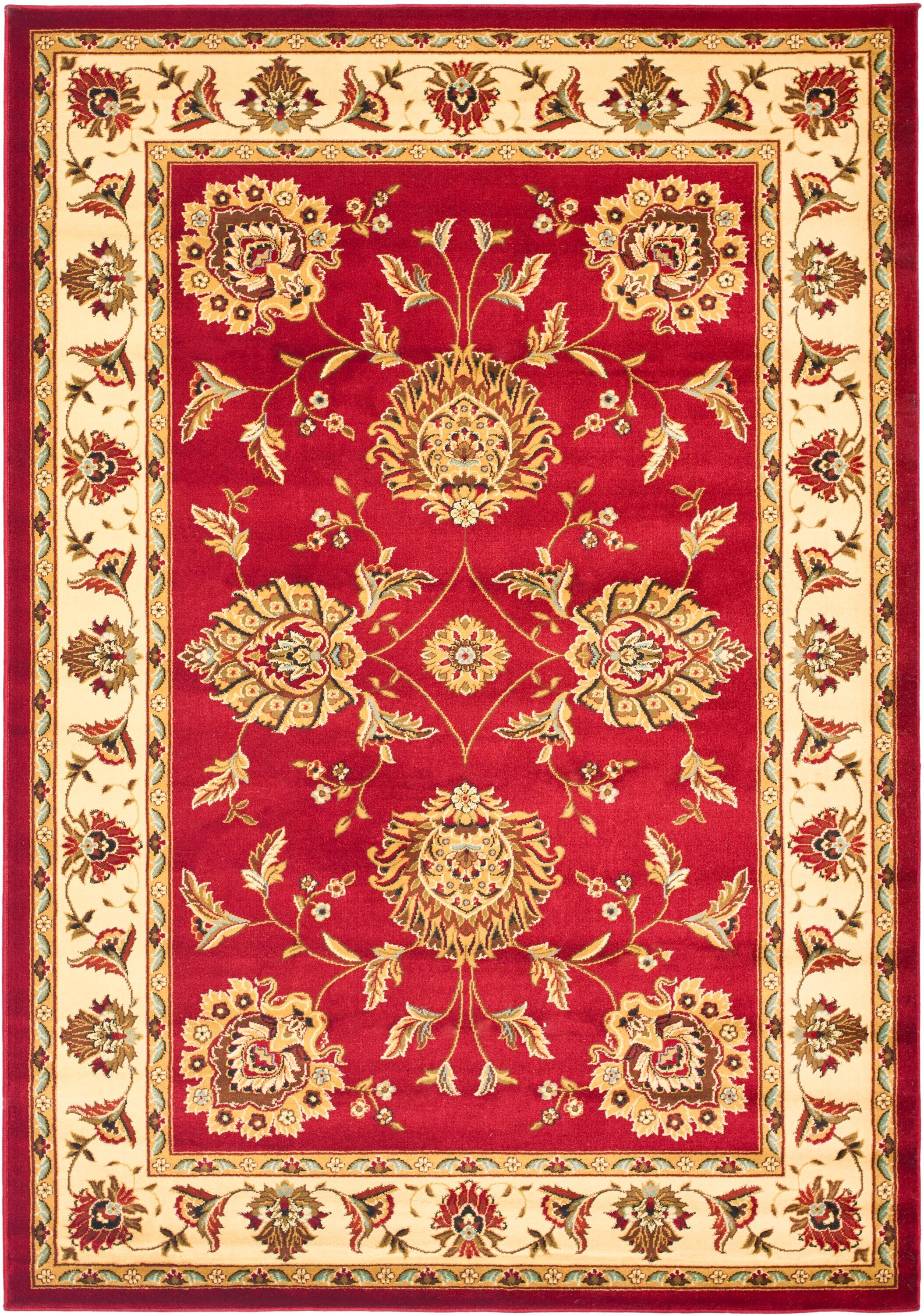 Lyndhurst LNH555 Power Loomed Area Rug - Red/Ivory - 6'7"x9'6" - Safavieh