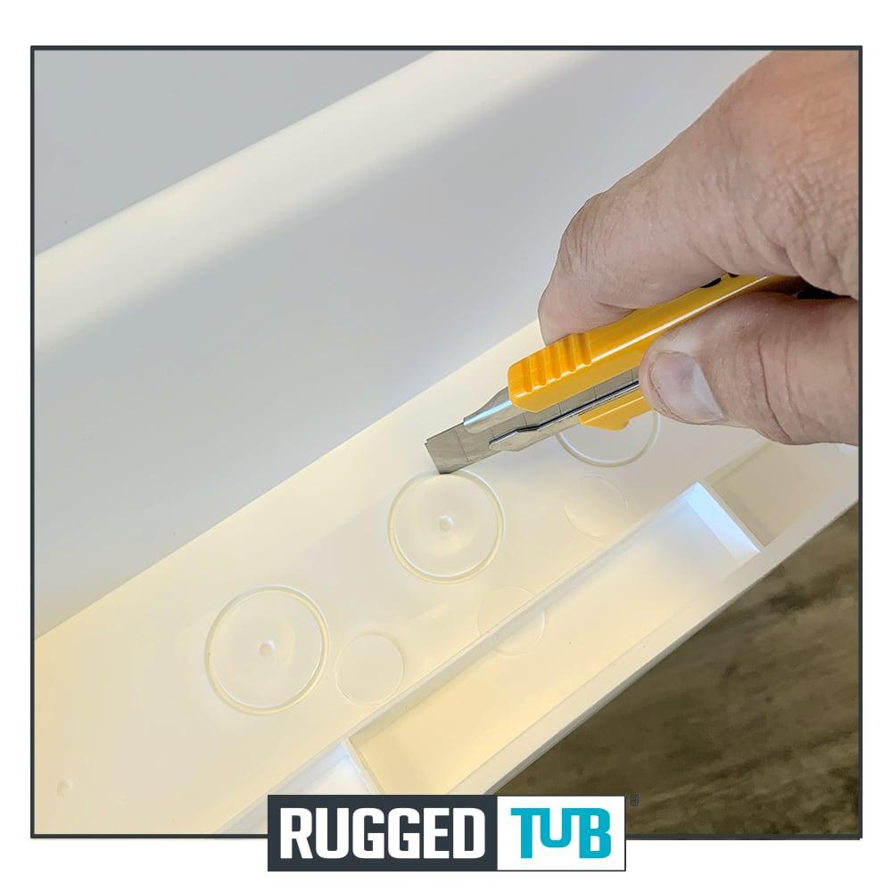 White Stone Freestanding Laundry Sink with Chrome Faucet