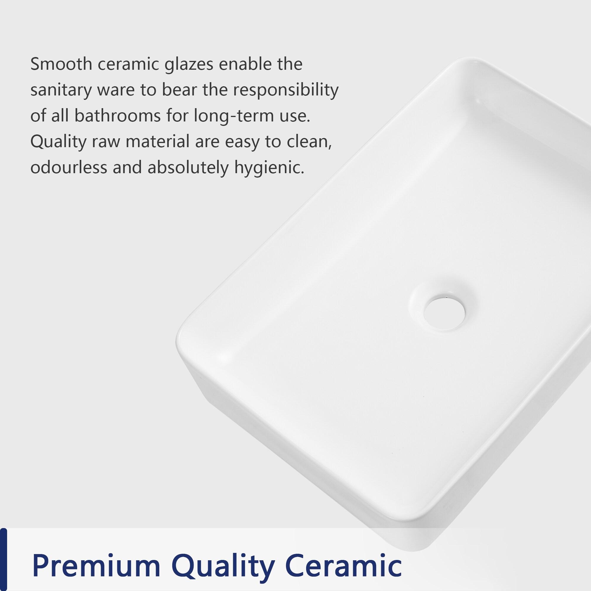Ally 20" x 13'' Rectangular Vitreous China Vessel Bathroom Sink