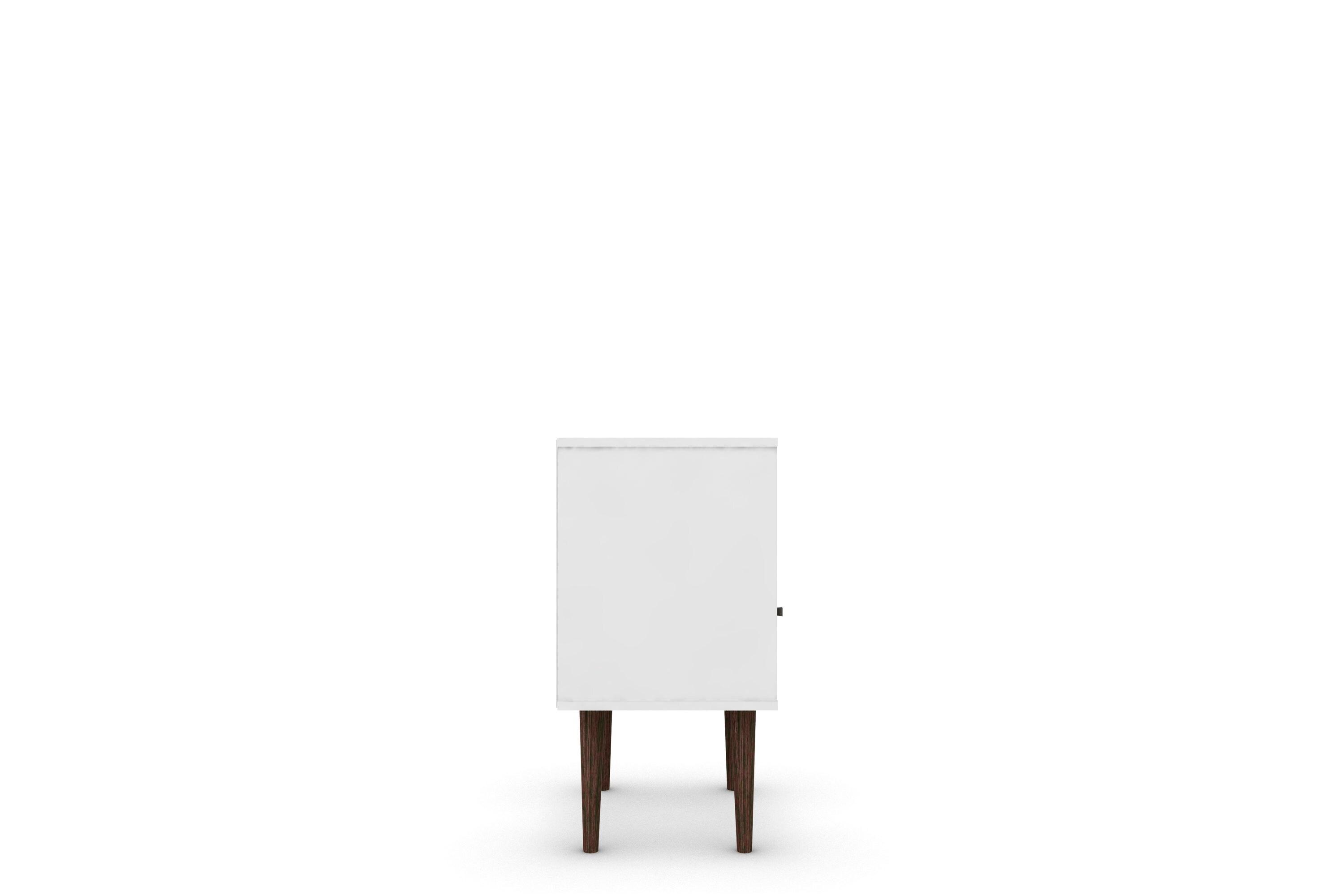Liberty 1.0 Mid Century Modern Nightstand White - Manhattan Comfort: Bedside Table with Storage & Shelving
