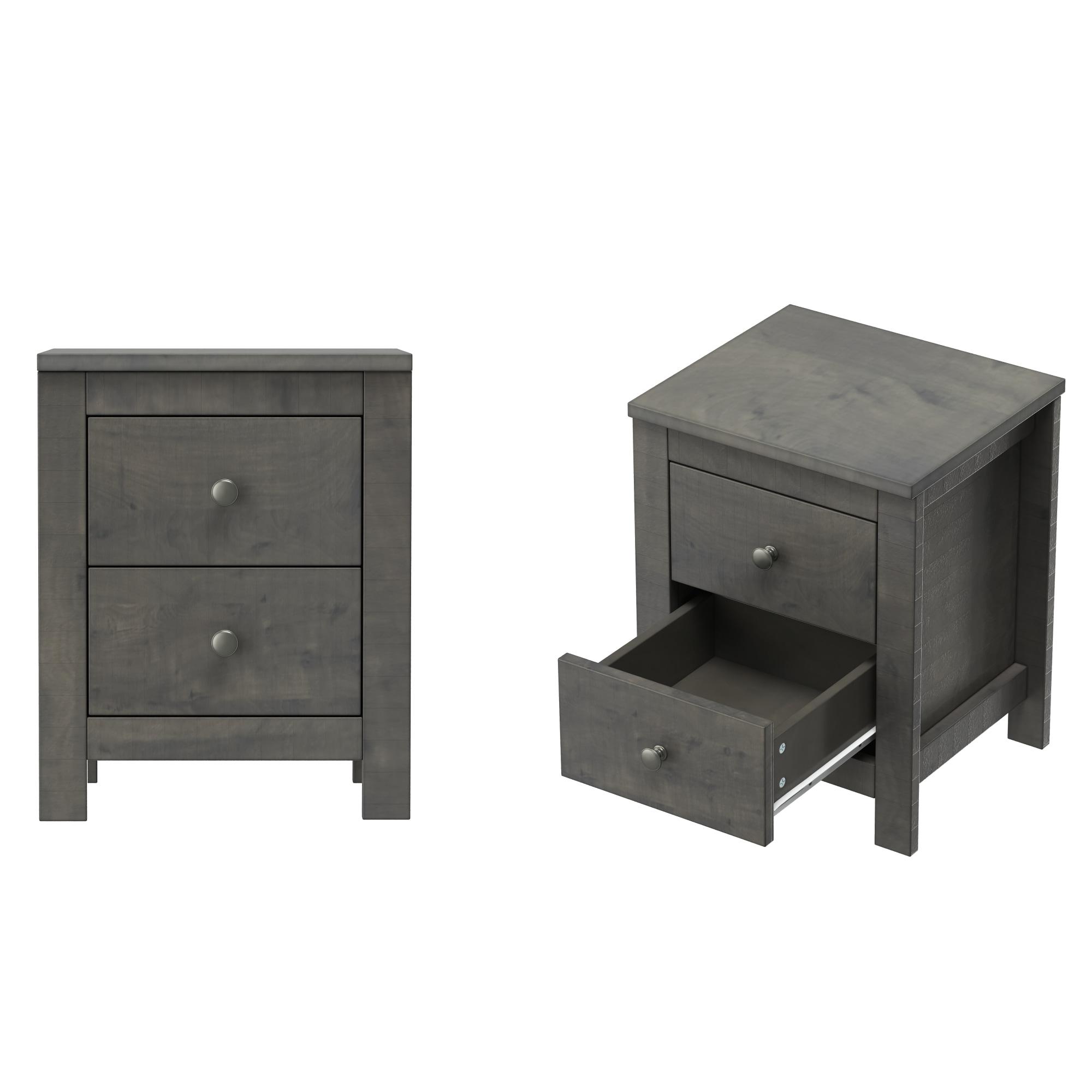 Decopom Farmhouse Wooden Nightstand Set of 2